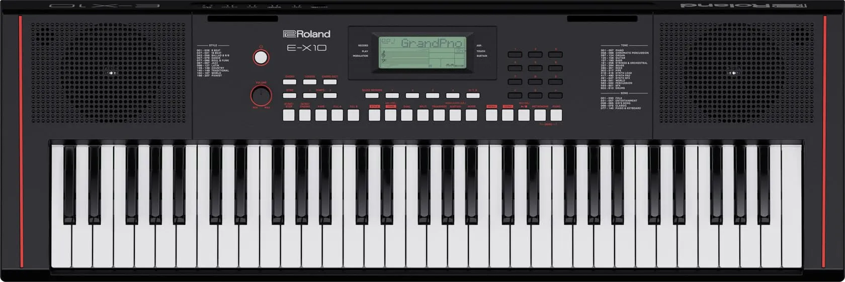 Tastiera Roland E-X10 | Piano a 61 Note Ideale per i Principianti e le Lezioni | Oltre 600 Suoni | Sistema di Speaker Stereo | 140 Brani Interni | Controllo MIDI tramite la Porta USB