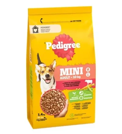 PEDIGREE® Sacchetto per adulti < 10 kg con manzo e verdure, 1 x 1,4 kg