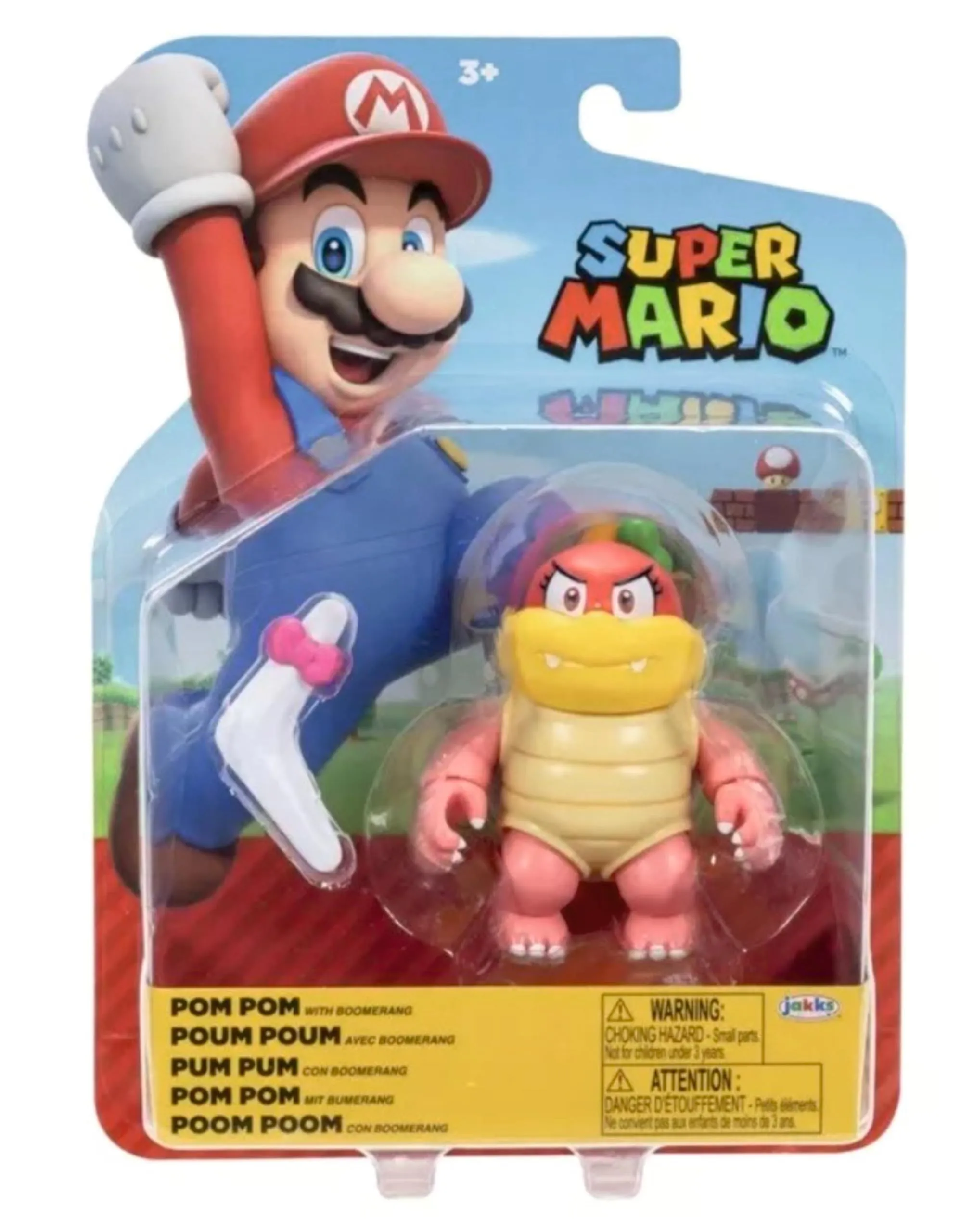 Jakks Pacific Super Mario - Action Figure Pom Pom con Boomerang, 10,2 cm