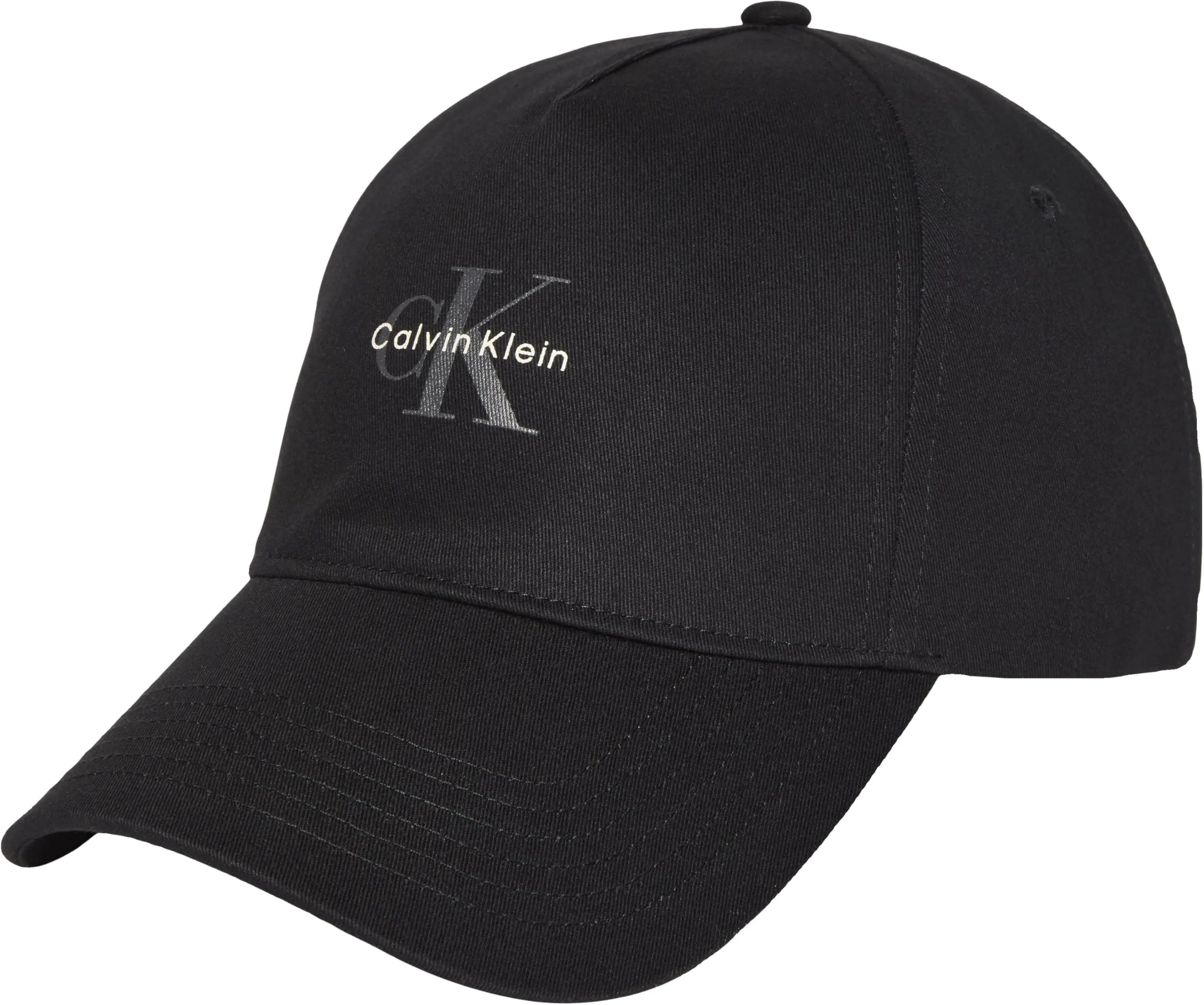 Calvin Klein Uomo Cappellino Mono Logo Panel in Cotone, Nero (Black), Taglia Unica