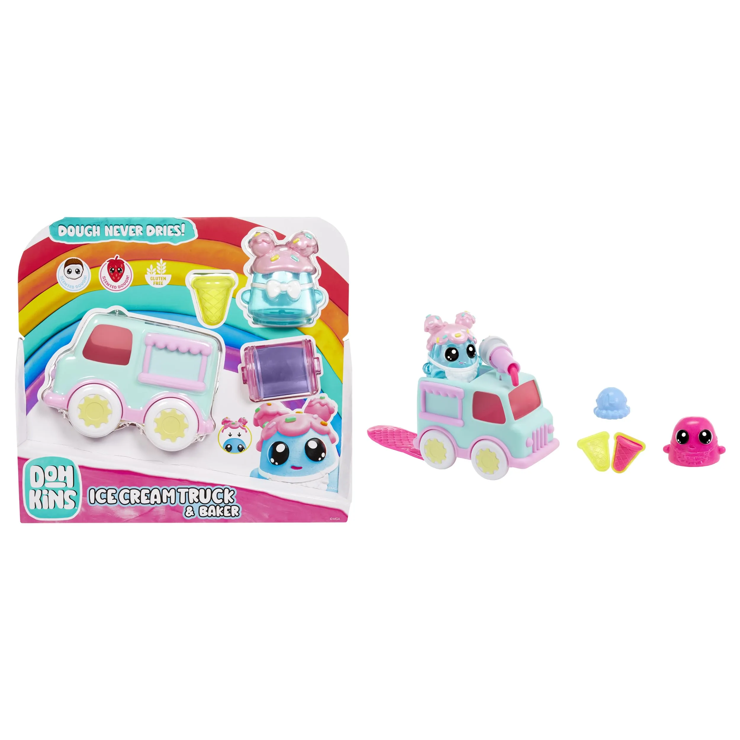 MGA Entertainment DohKins Ice Cream Truck & Baker - L'Impasto non si Asciuga Mai, senza Glutine, per Collezionisti e Bambini - Età 3 anni+