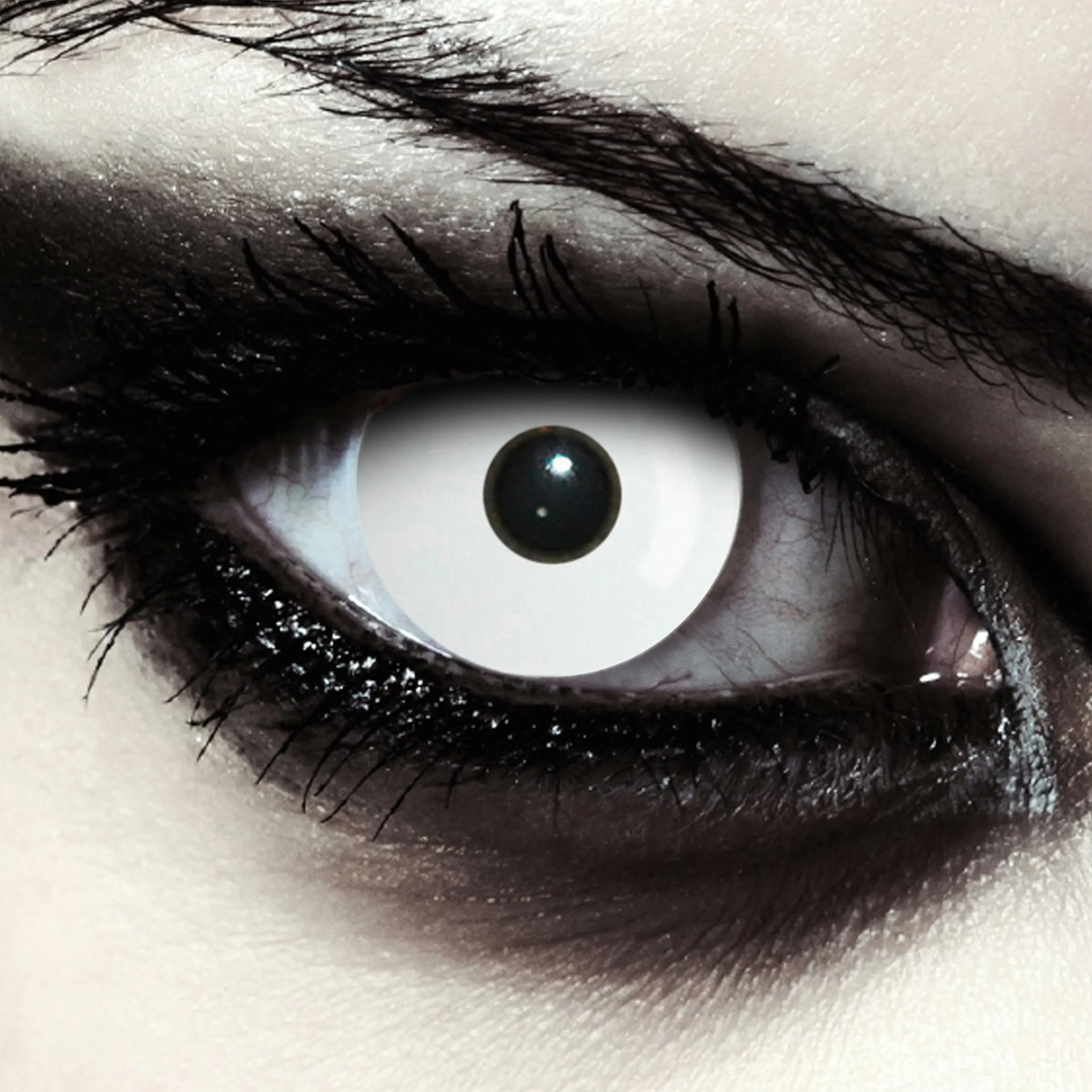 DESIGNLENSES, Lenti a contatto giornaliere colorate bianche per costume di Halloween da zombie, senza gradazione, 1 paio (2 pezzi), lentes colore completamente bianco (Whiteout, 14.00, 8.60)