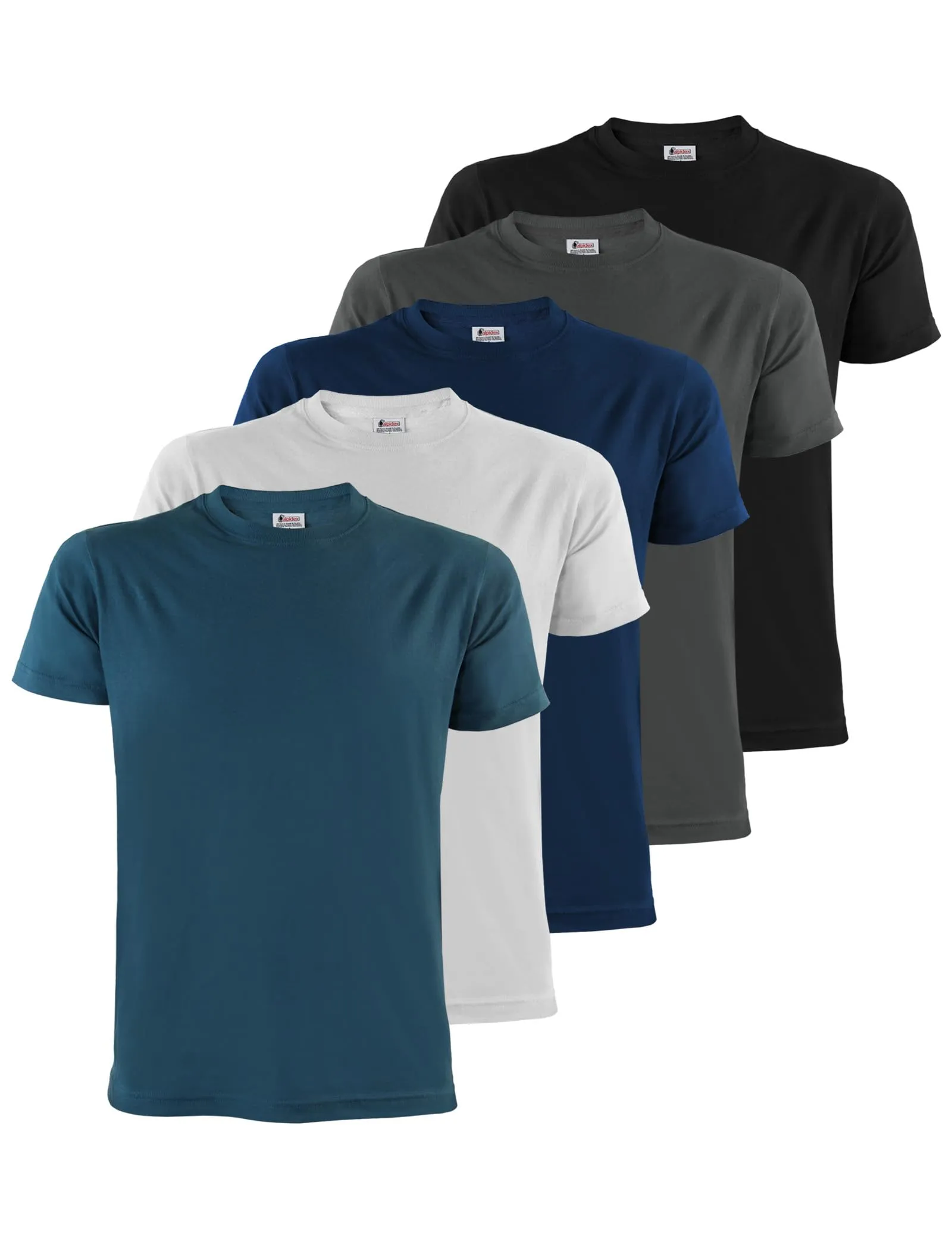 ALPIDEX T-Shirt Magliette da Uomo Confezione da 5 con Girocollo - Taglie S M L XL XXL 3XL 4XL 5XL, Taglia:M, Colore:Water