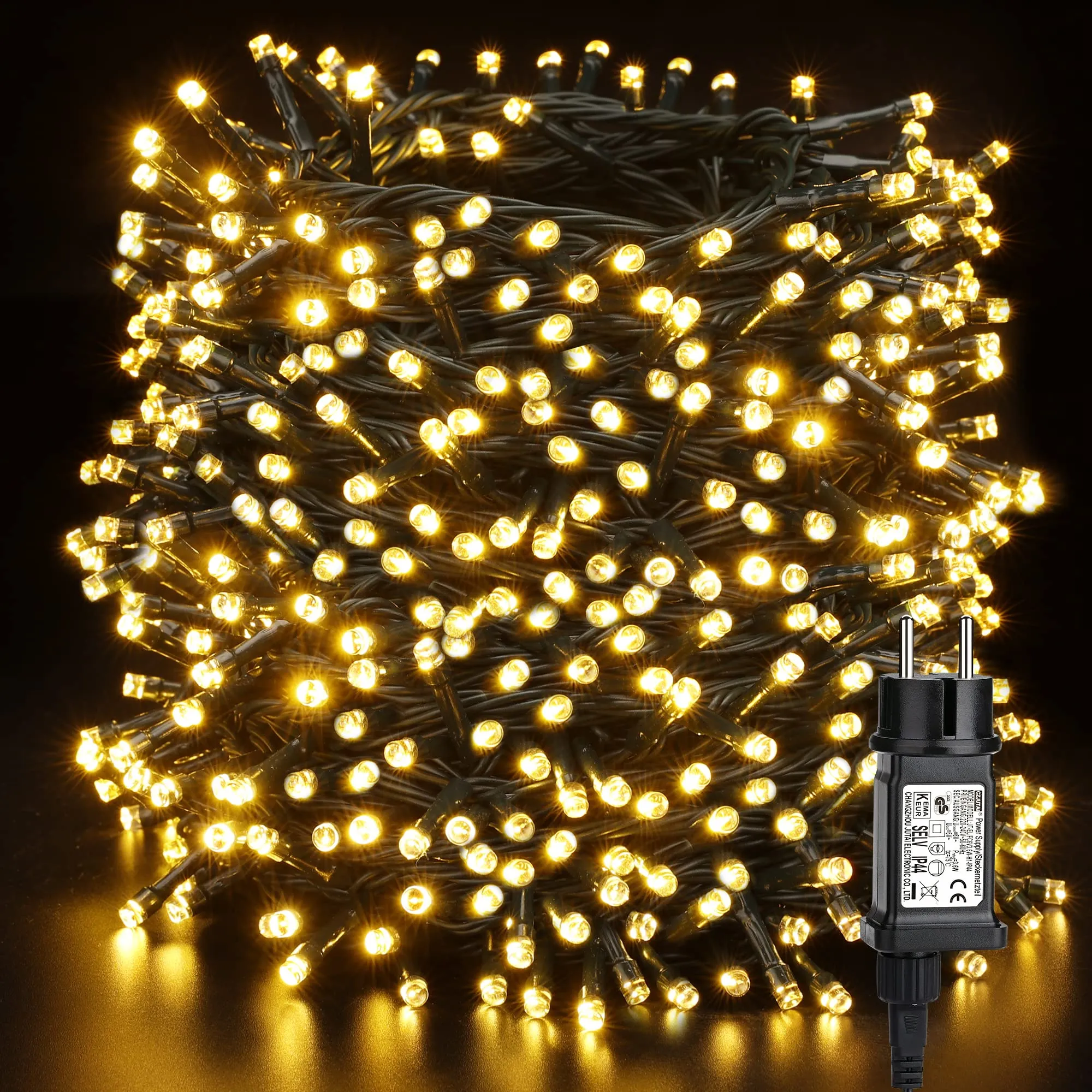 Luci Albero di Natale Esterno, BrizLabs 100M 1000 LED Catena Luminosa Bianco Caldo con Spina 8 Modalità Impermeabile Luci Fatate Natalizie per Esterni Casa Festa Matrimonio Giardino, Filo Verde