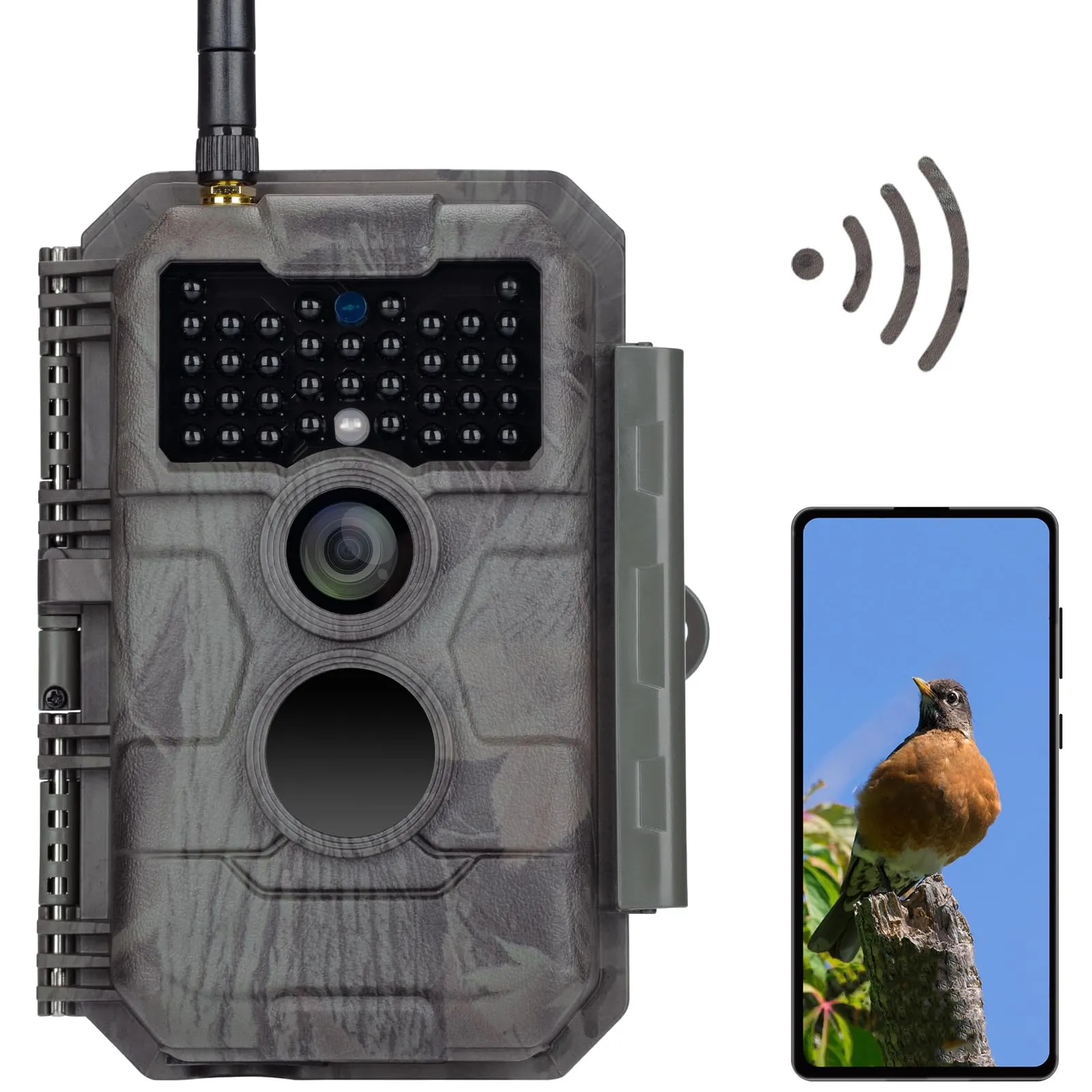 GardePro E6 Fotocamera Caccia WiFi Antenna con App 48MP 1296P H.264 Vidéo Fototrappola Infrarossi Invisibili Obiettivo con campo visivo di 110° Visione Notturna Fino a 25m, No-Glow IR LEDs