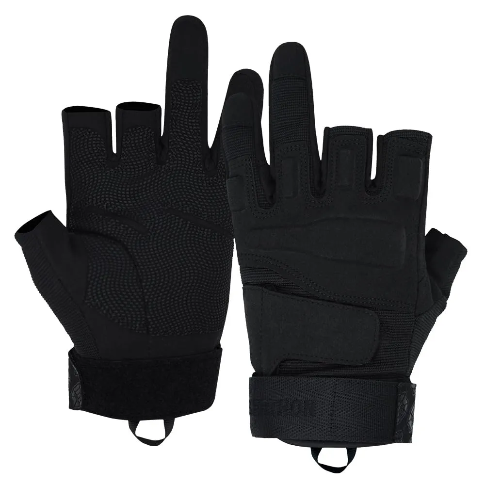 Seibertron S.O.L.A.G-T Guanti Uomo 2 Dita Militari Neri,Tattici,d'assalto e Combattimento.Nero L