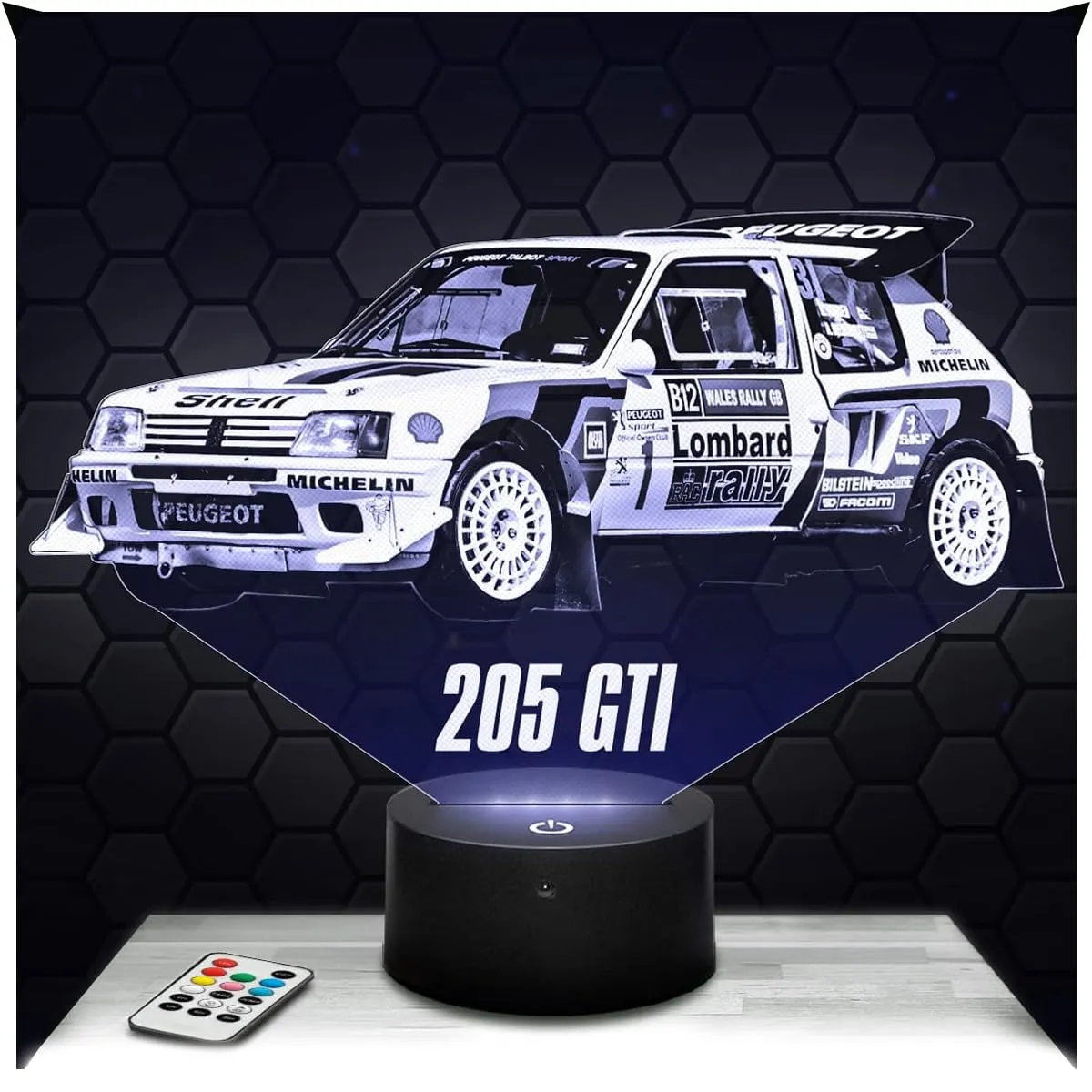 Lampe de chevet, Veilleuse Tactile Voiture GTI Lampe 3D LED illusion, Idée cadeau Noël anniversaire garçon et fille Lampe de nuit chambre d'enfant ou adulte TOP