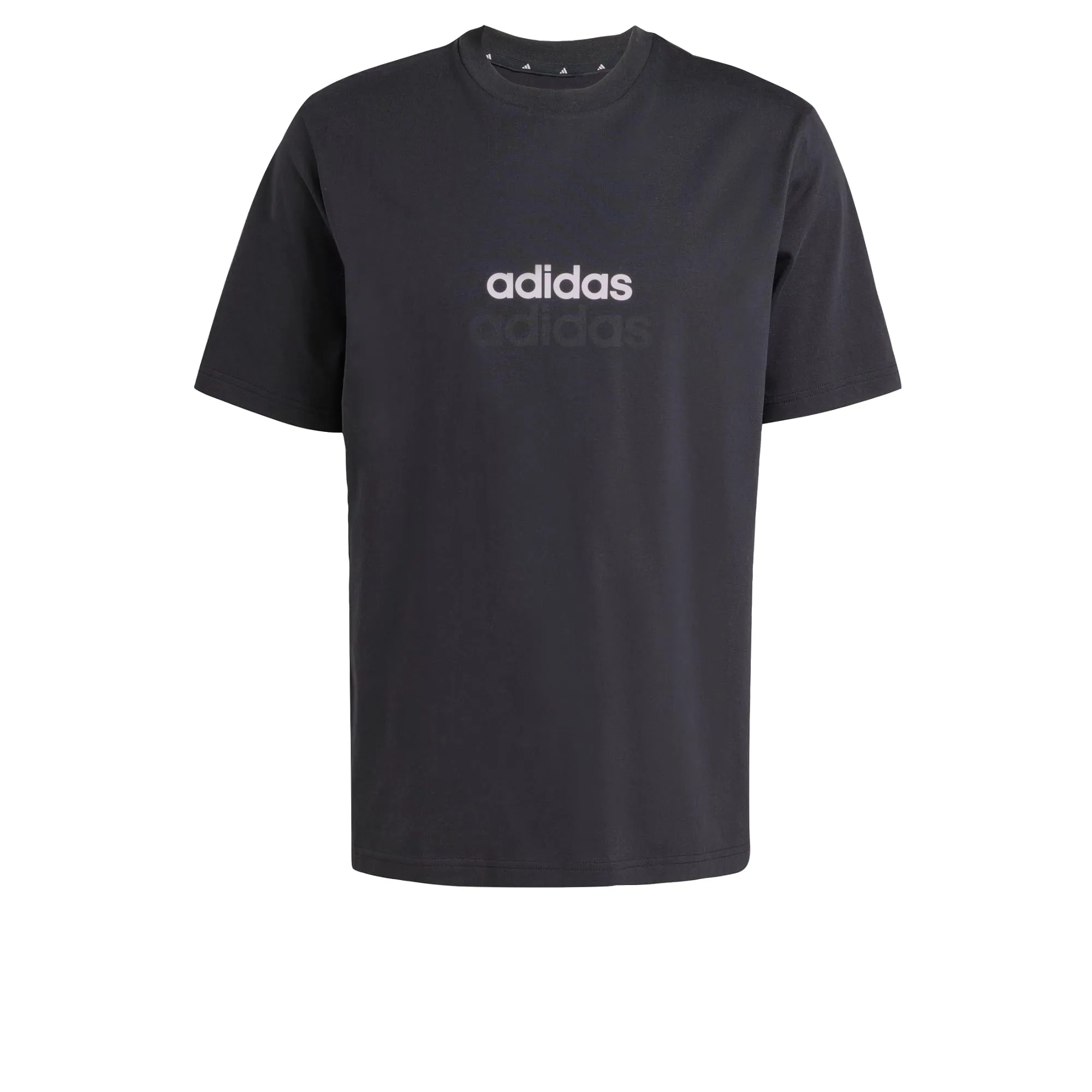 adidas Uomo Essentials Linear Single Jersey Tee, Black/White, M