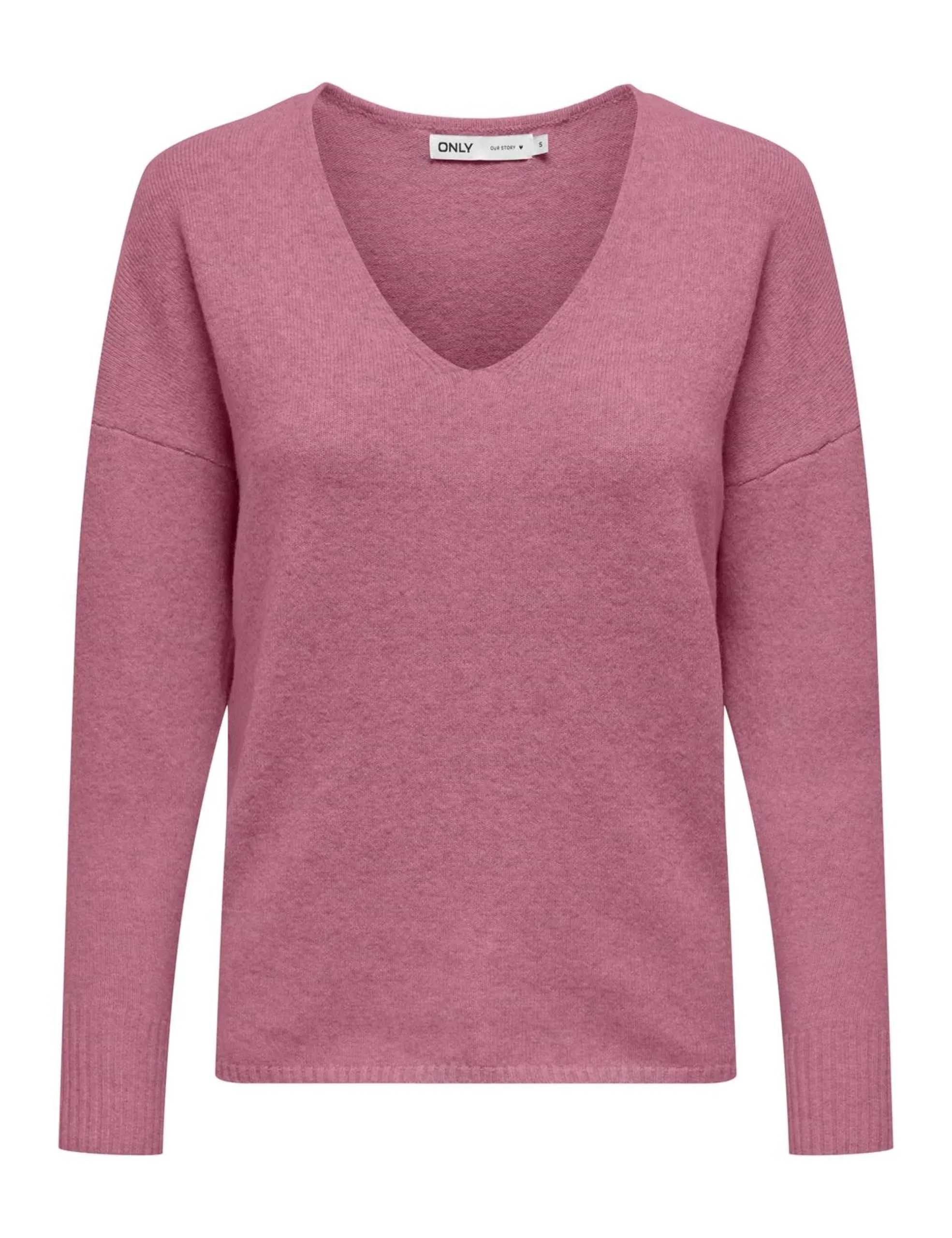 ONLY Neck Pullo Knt Noos Onlrica Life L/S-Maglia con Scollo a V, Colore: Nero, Rosa mélange, S Donna