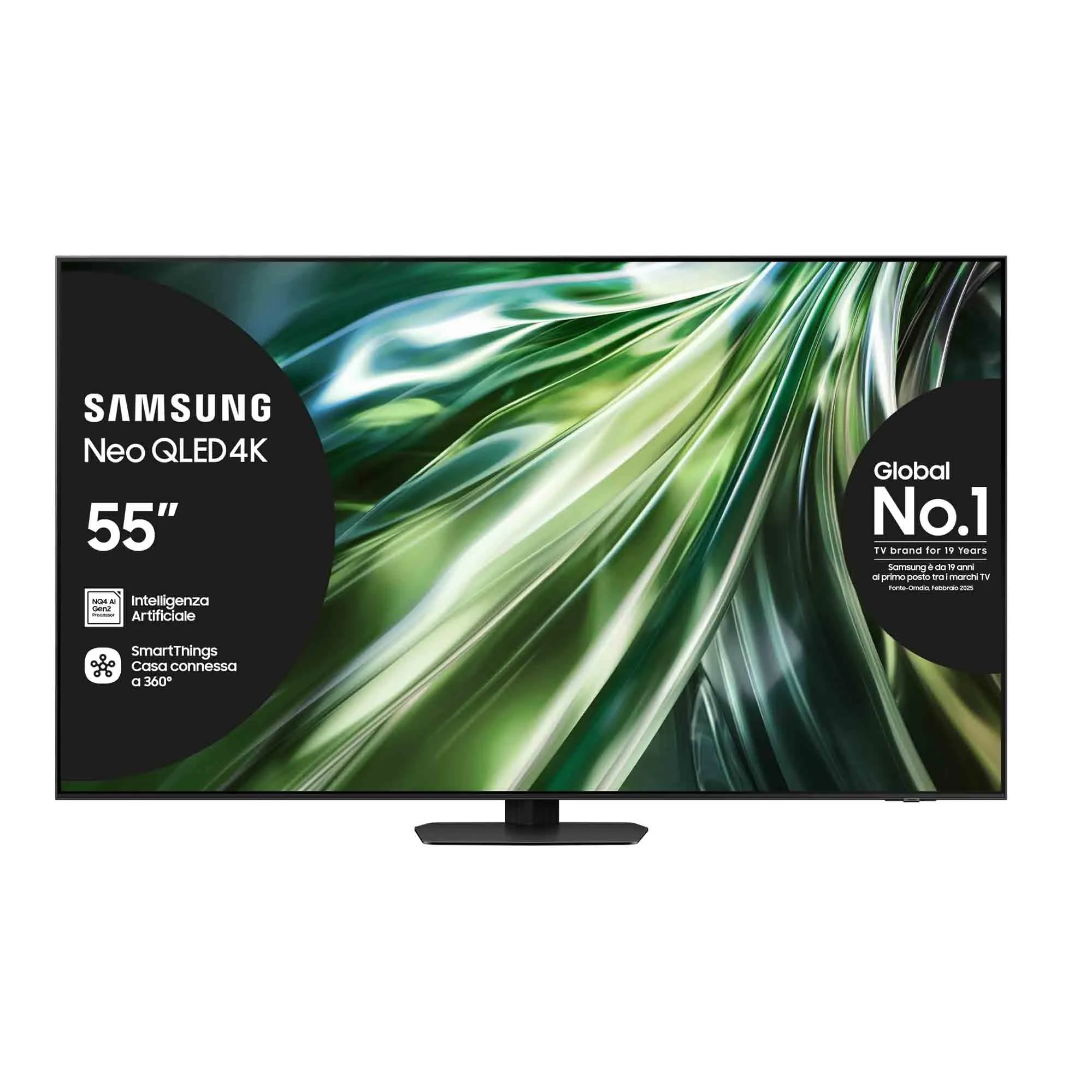 Samsung TV QE55QN90DATXZT Neo QLED 4K, Smart TV 55" Processore NQ4 AI Gen2, Neo Slim, DVBT-2, Q-Symphony & Dolby Atmos, Integrato con Alexa, compatibile con Bixby e Google Assistant, Titan Black 2024