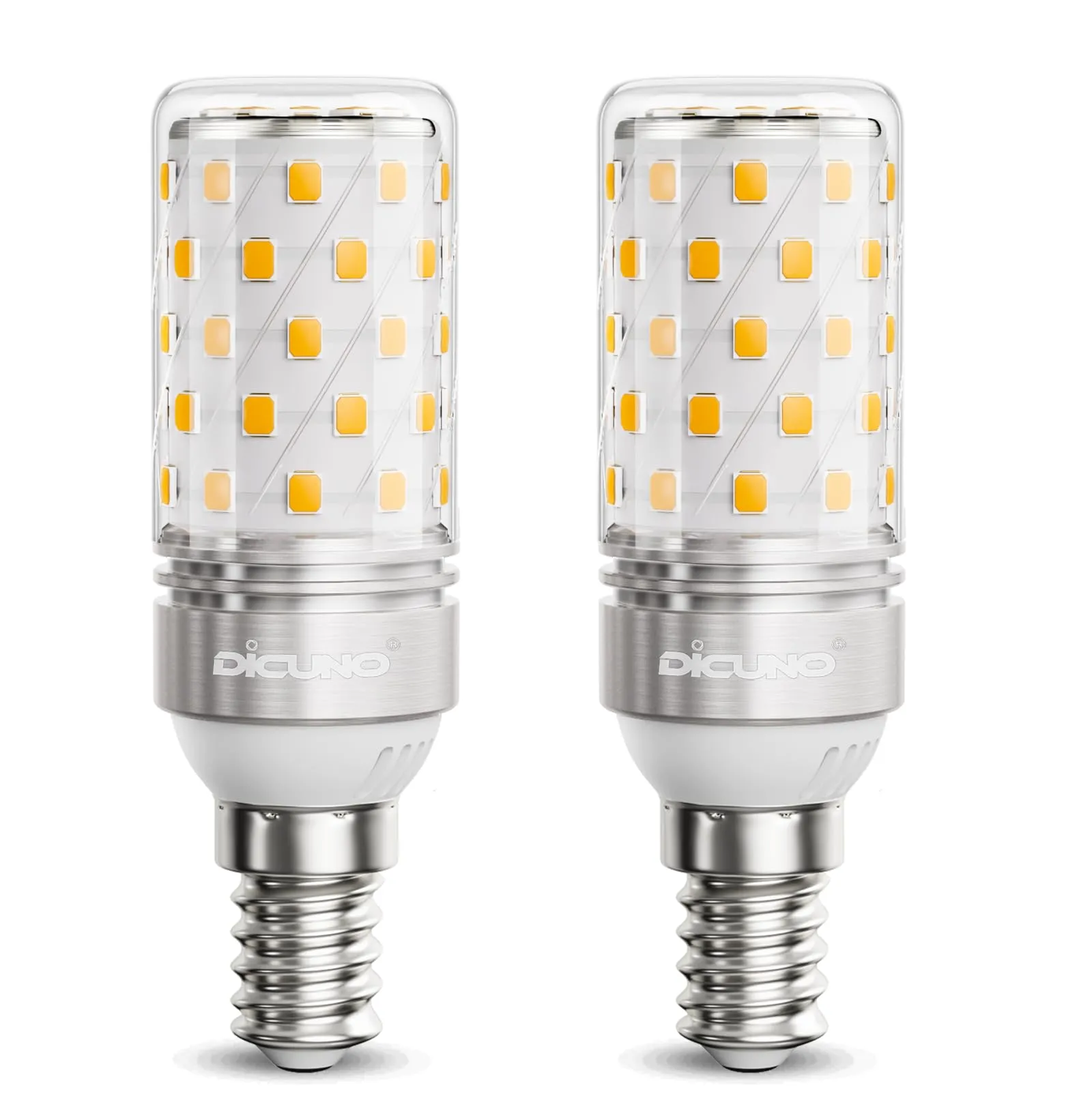 DiCUNO Lampadina LED E14, Lampadina LED a mais da 8W equivalente a lampada alogena da 100W, Bianco caldo 2700K, 1000LM, Non dimmerabile, Base a vite piccola E14, 2 Pezzi