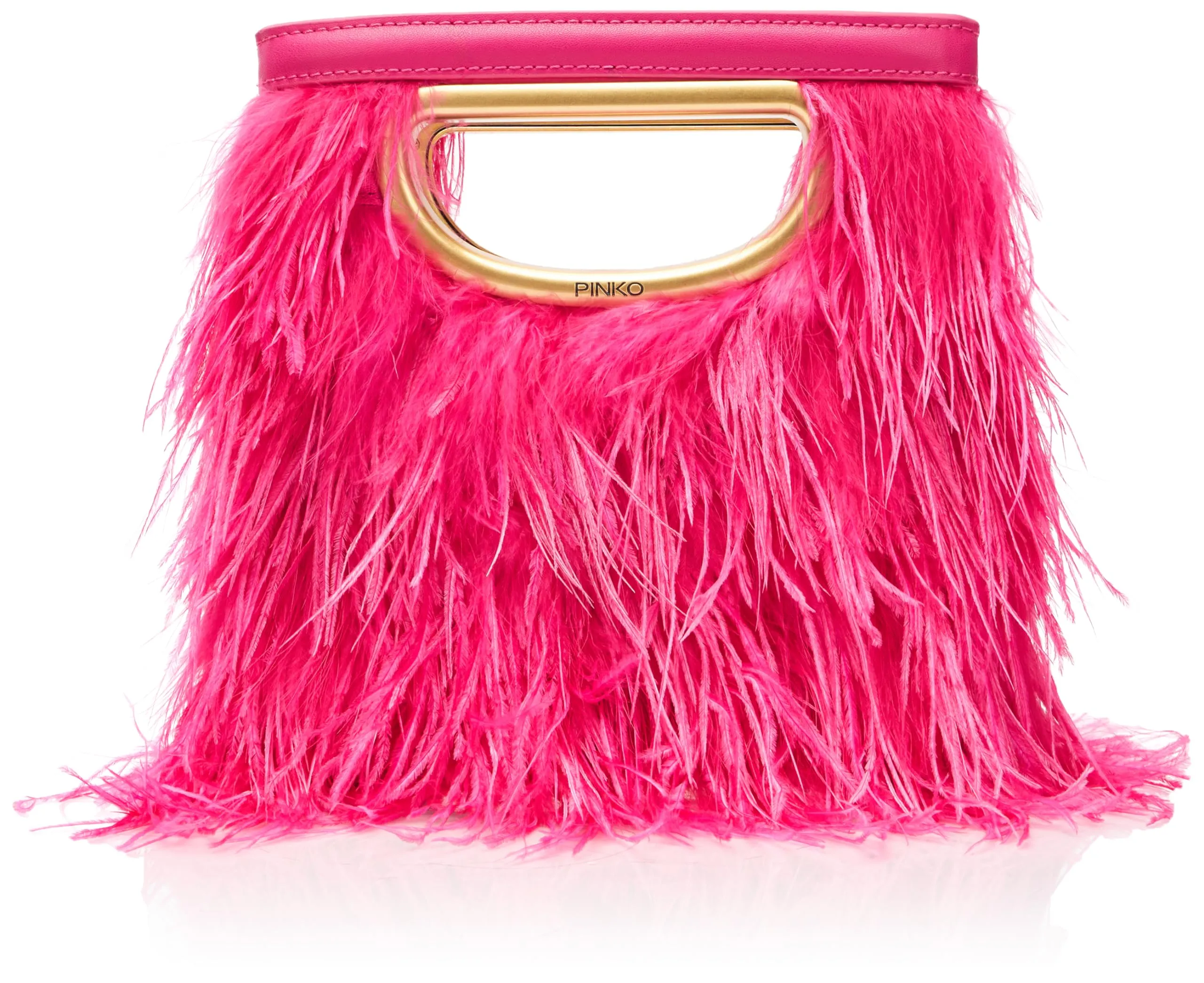 Pinko Square Mini Feathers, Borsa Donna, N17Q_Pink Antique Gold, Taglia Unica