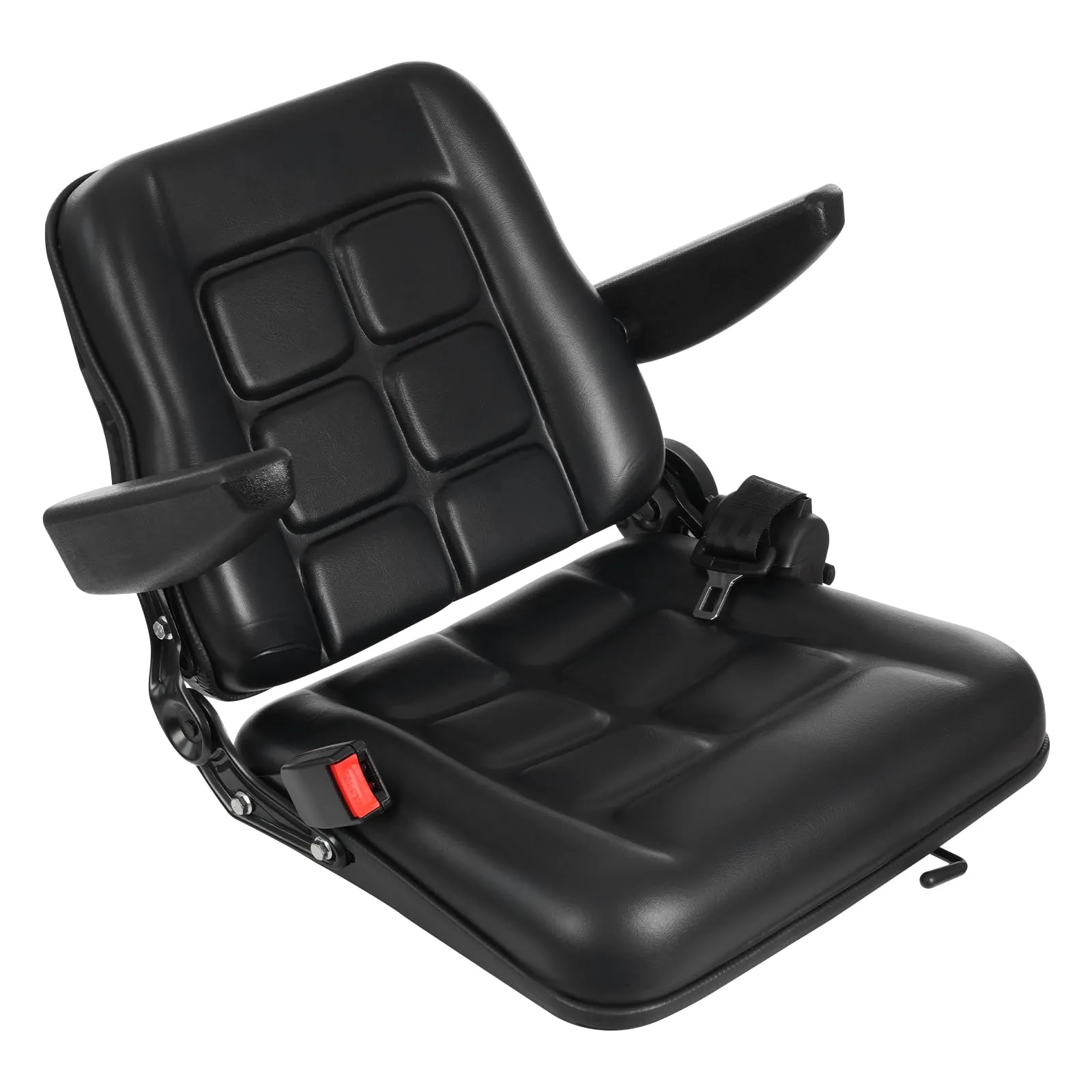 Sedile trattore universale con braccioli e cintura di sicurezza, schienale regolabile a 35 – 180°, portata 100 kg, per tosaerba, trattori, escavatori