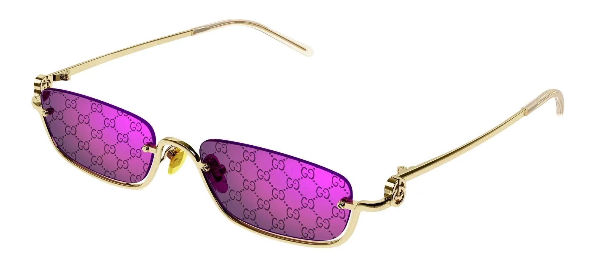 Gucci Occhiali da Sole GG1278S Gold/Violet Logo 55/19/140 unisex adulto