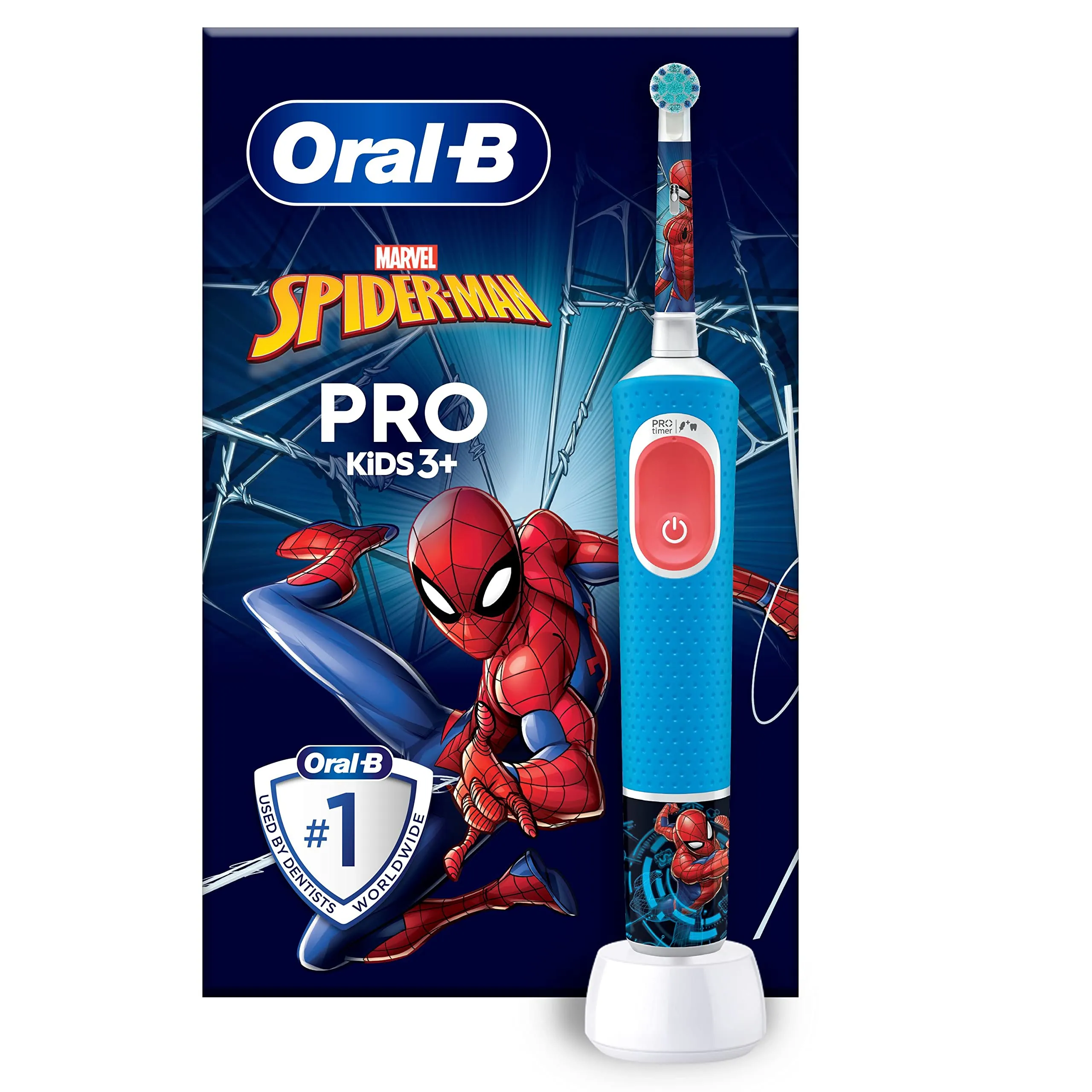 Oral-B Spazzolino Elettrico Ricaricabile Pro Kids Marvel Spiderman, 1 Testina, per Bambini da 3 Anni in Su, 1 Spazzolino