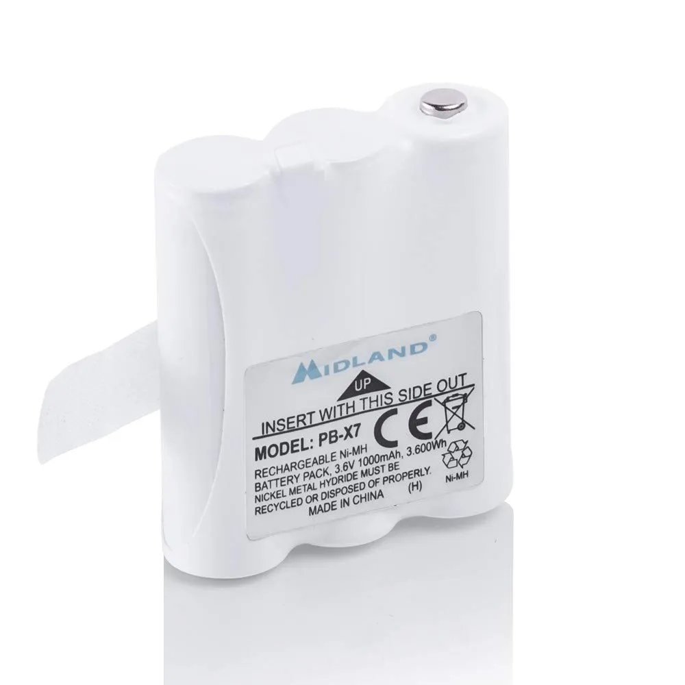 Midland - Batteria PB-X7 per Walkie Talkie XT70, Ricaricabile Ni-Mh 1000mAh, Autonomia Prolungata per Ricetrasmittenti Professionali - Accessori per Radioamatori, Installazione Facile, Tensione 3,6V