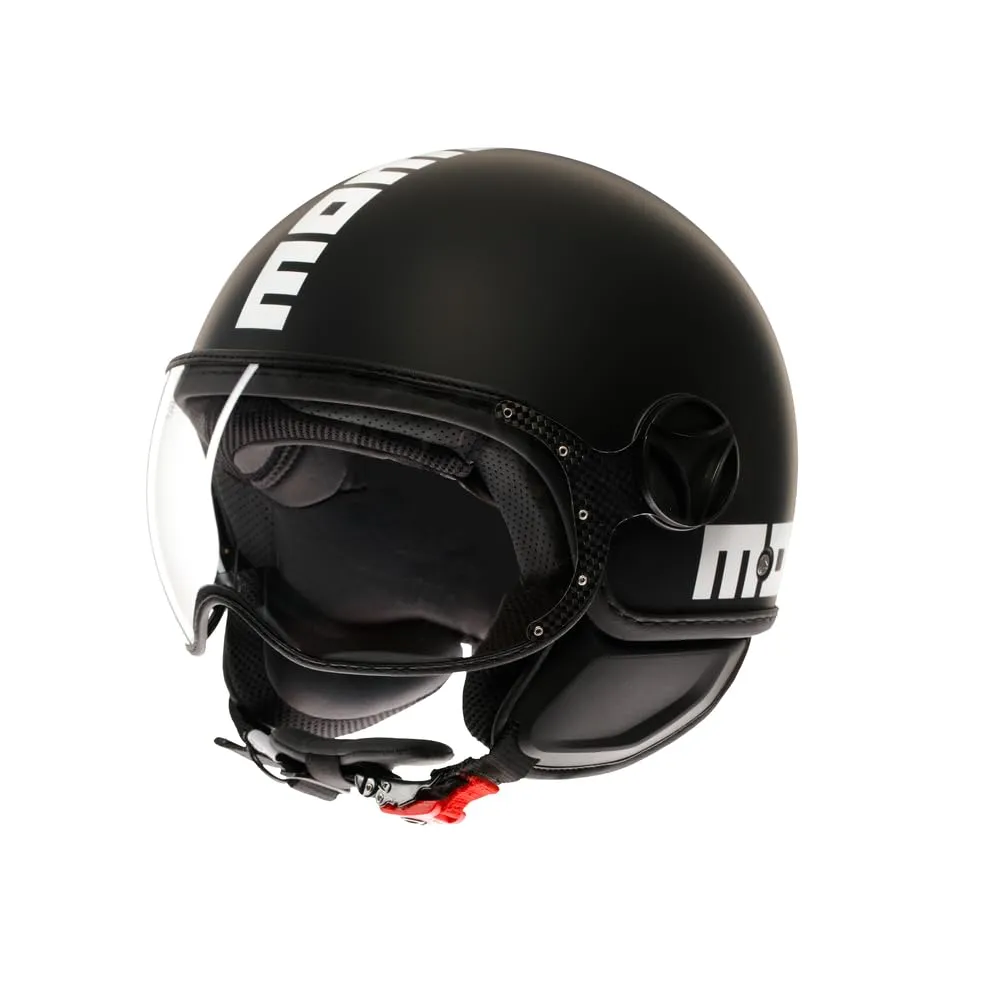 MOMODESIGN - FGTR CLASSIC E2206, Casco Jet, Casco Aperto per Moto e Scooter, per Uomo e Donna, Nero Opaco/Bianco, XL