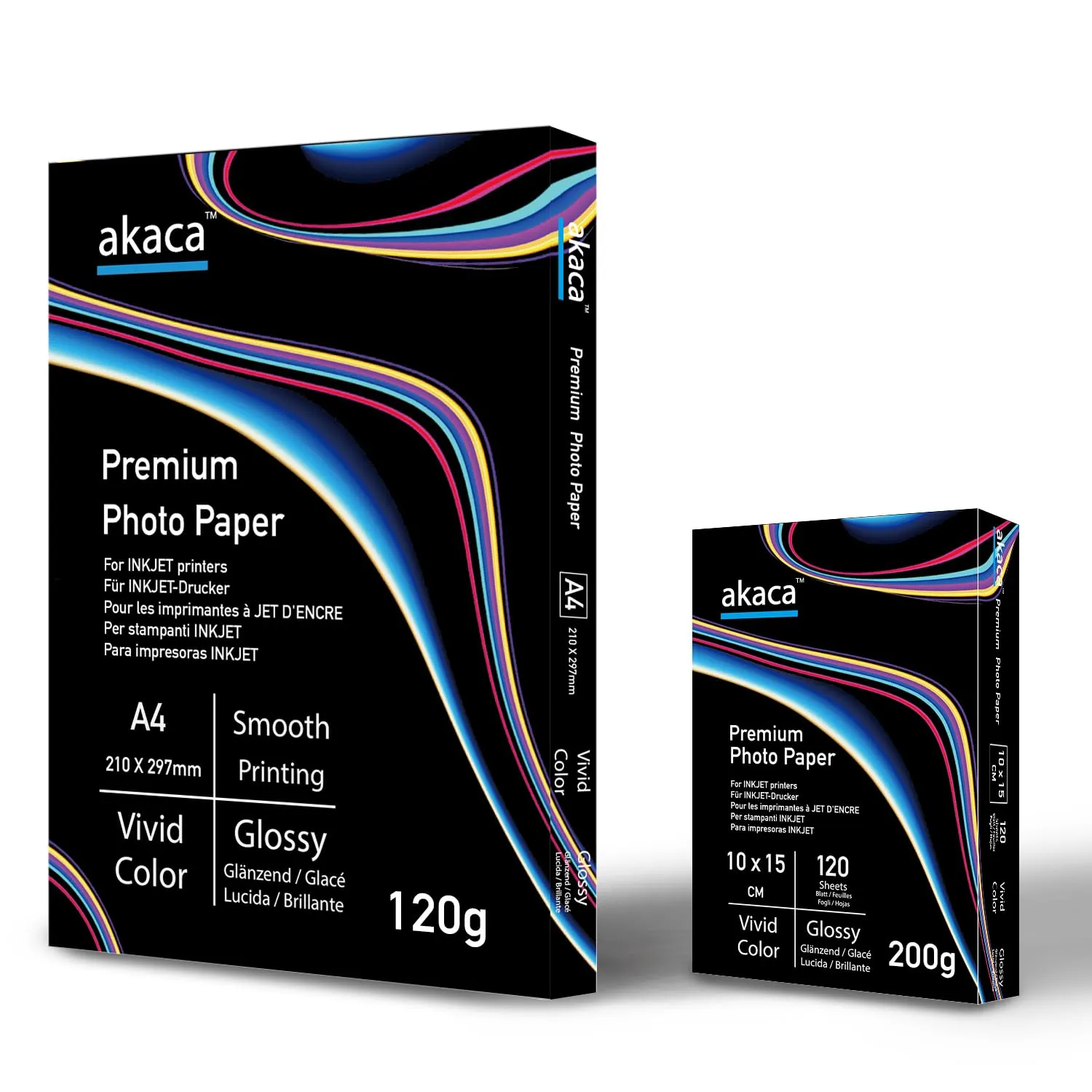 akaca Carta Fotografica Lucida Premium Glossy Photo Paper, A4 (210 x 297 mm), 120g, per Tutte Stampanti A Getto d'inchiostro