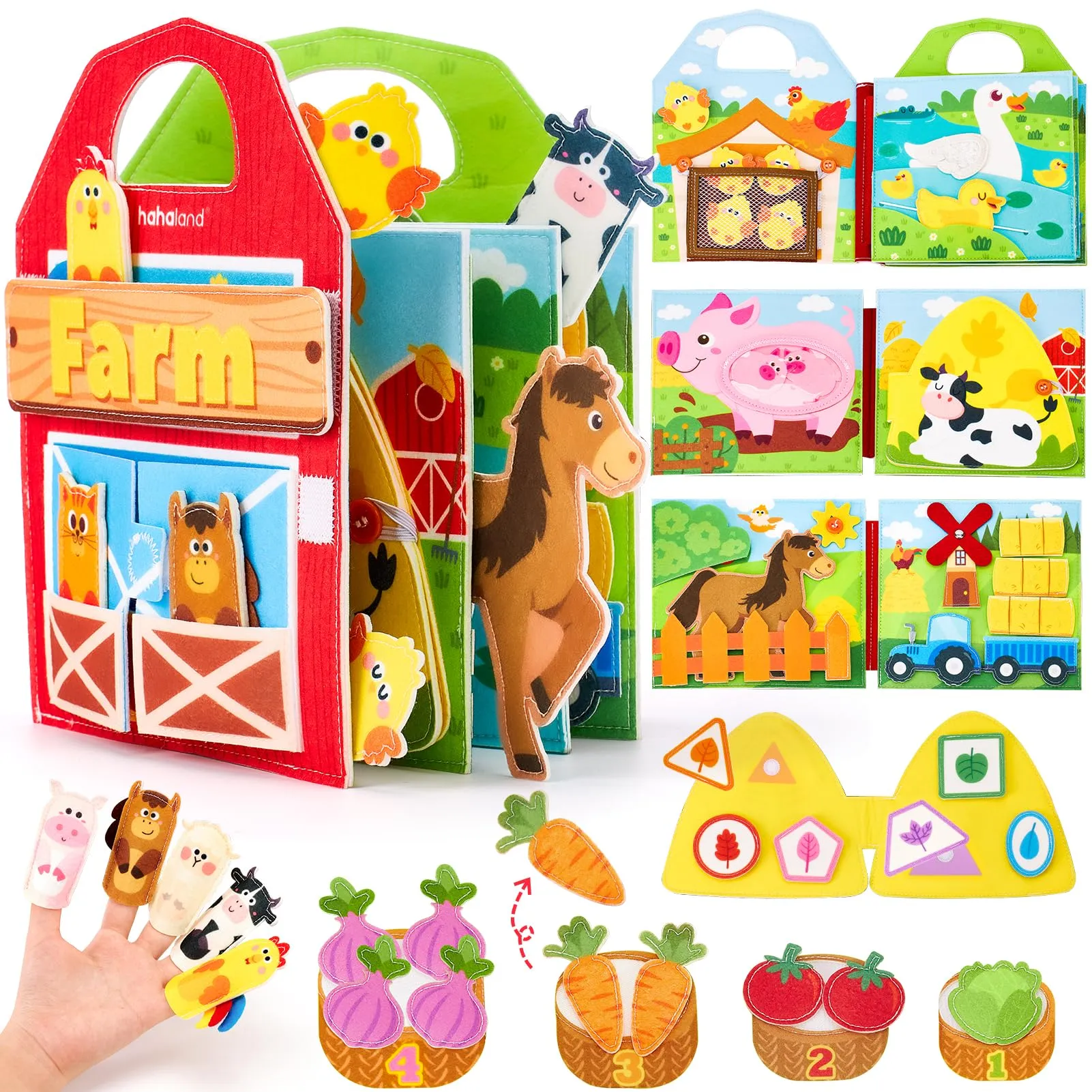 hahaland Libro Montessori Interattivo 1 Anno - Quiet Book Sensoriale Educativo Giochi Bambina 1 2 3 Anni - Busy Board Regalo Bimbo Bimba
