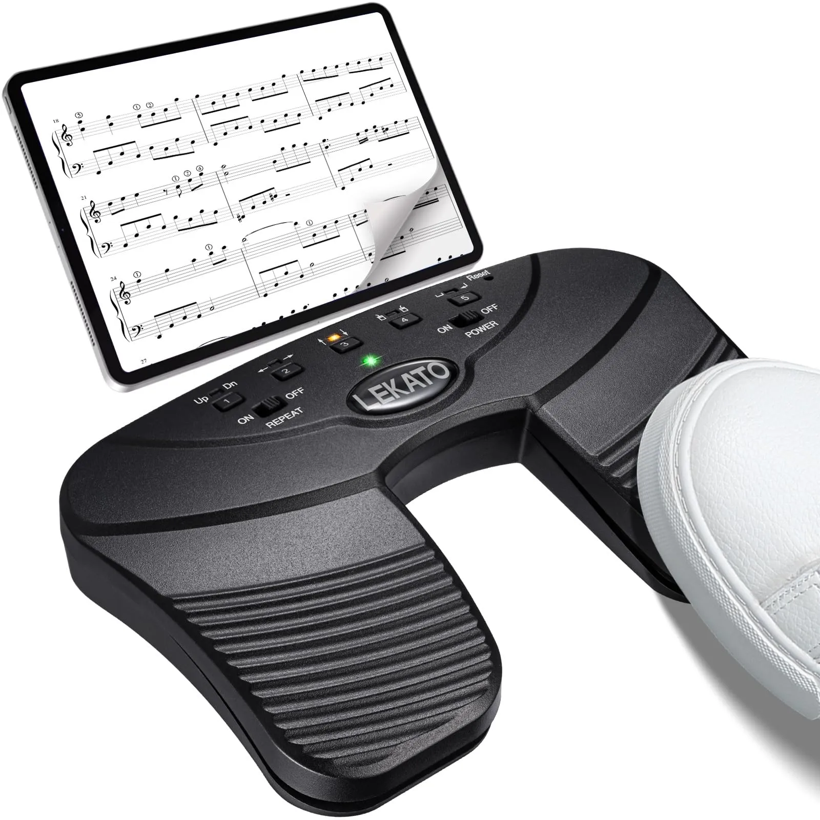 LEKATO Bluetooth Page Turning Pedale Silenzioso Partizioni Pagina Turner Pedale per Tablet e Telefono