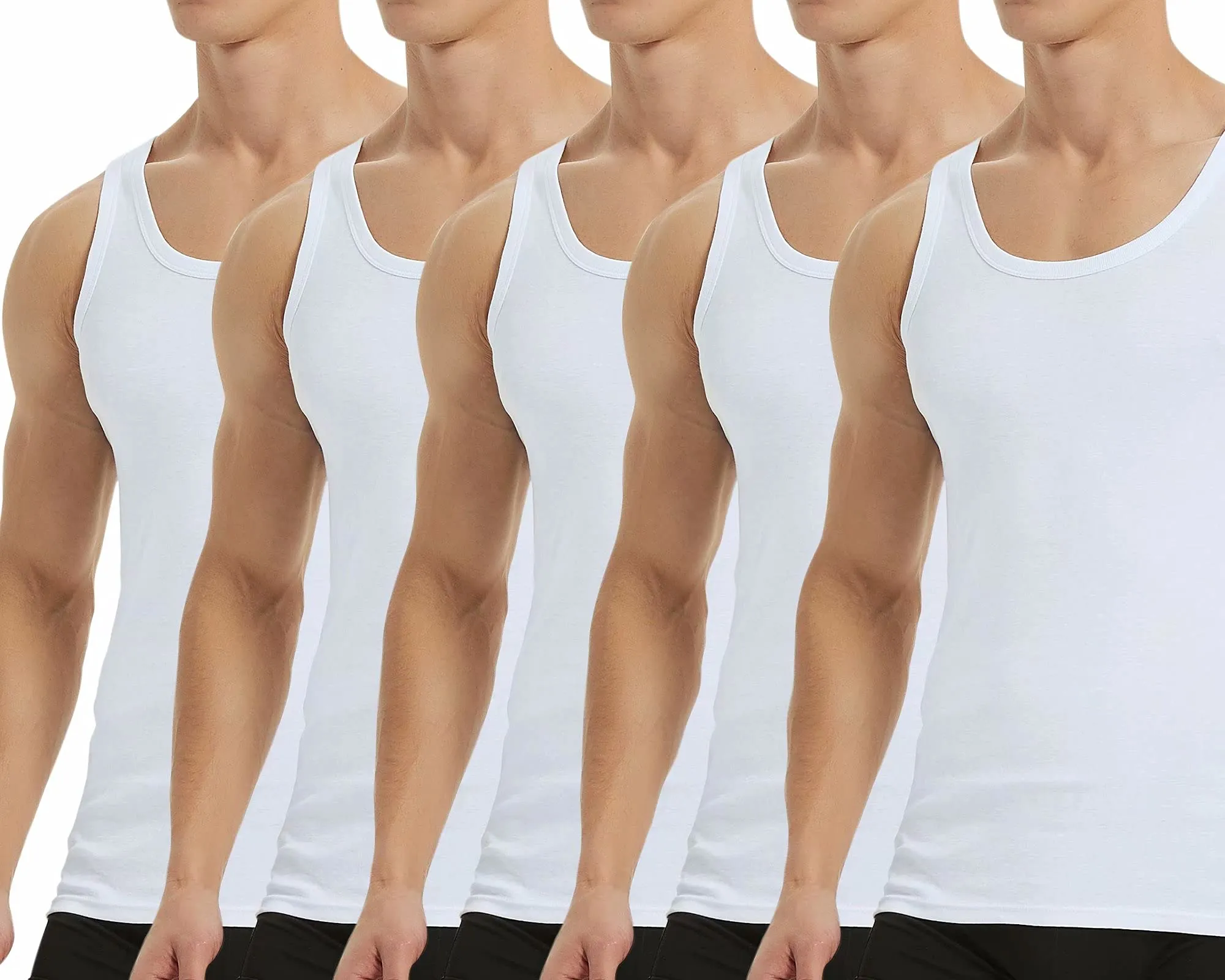 Falechay Canottiera Uomo Pacco da 5 100% Cotone Elasticizzato Fitness Canottiera Sportiva Bianco XL