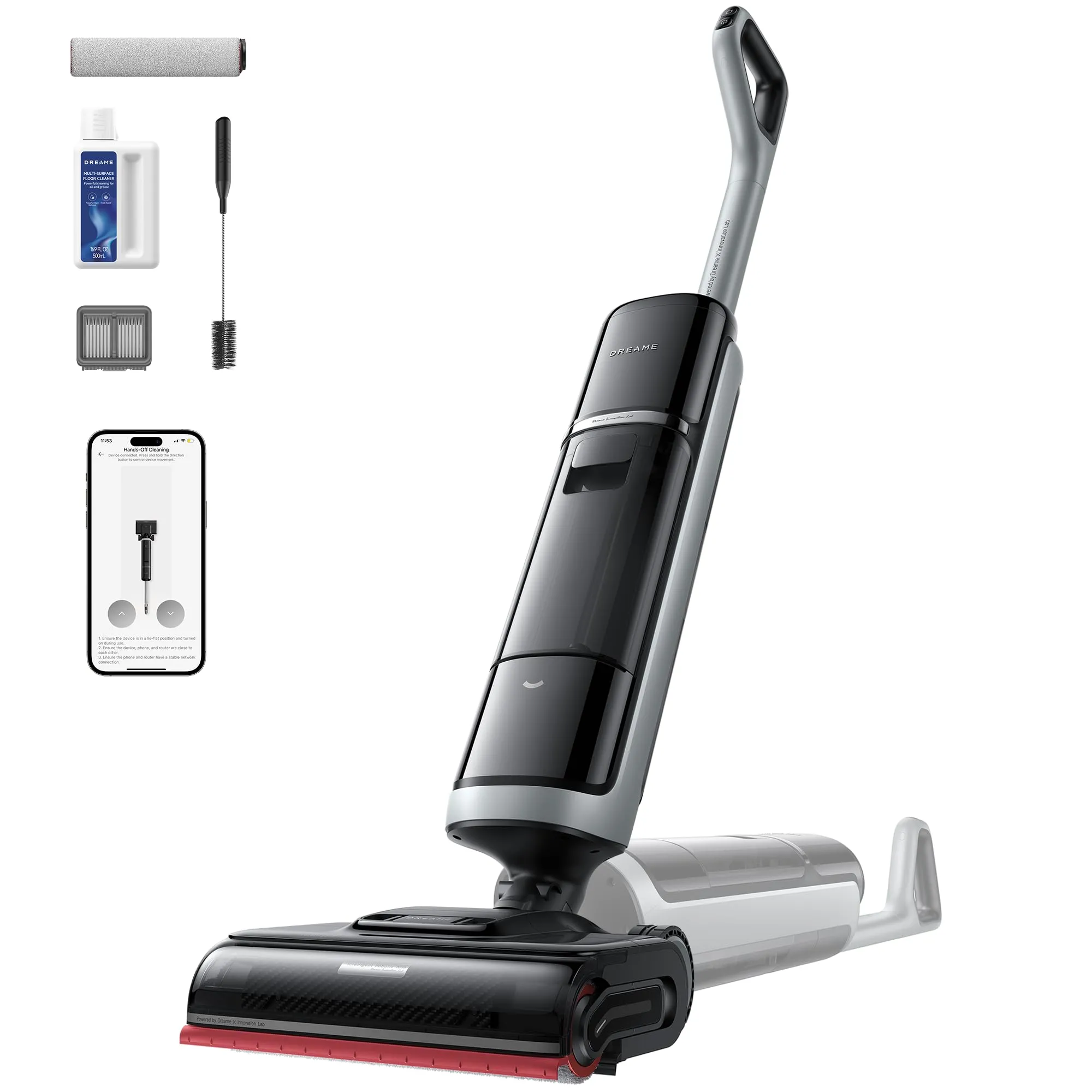 DREAME H15 Pro Heat Aspirapolvere Lavapavimenti, Lavaggio 85 °C, Braccio Robotico IA GapFree, RGB, Aspirazione 22 kPa, 0 Grovigli, Lavaggio Spazzola 100 °C, Asciugatura 5 min 90 °C, Navigazione e App