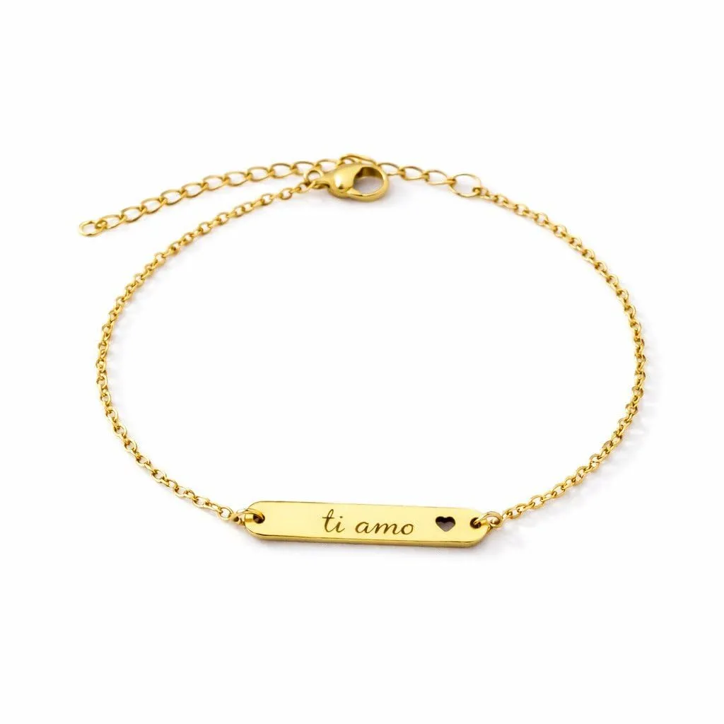 Bracciale Personalizzato con Nome in Acciaio Inossidabile – Incisione Nome o Testo a Scelta – Idea Regalo Donna Uomo – CollanaDream (Oro)