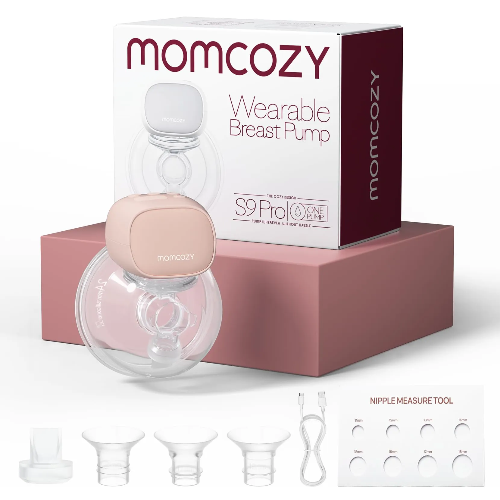 Momcozy S9 Pro Tiralatte Indossabile Aggiornato, Elettrico a Mani Libere con Display a LED, Portatile con 2 Modalità e 9 Livelli - 24mm