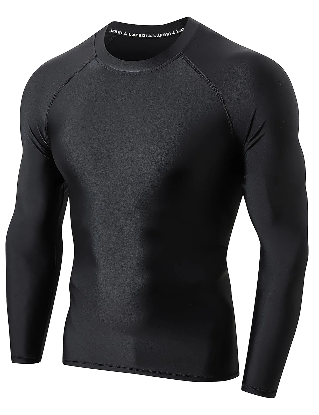 LAFROI Maglietta a Maniche Lunghe da Uomo UPF 50+, Compressione, BJJ, Nuoto, Rashguard Black Size LG