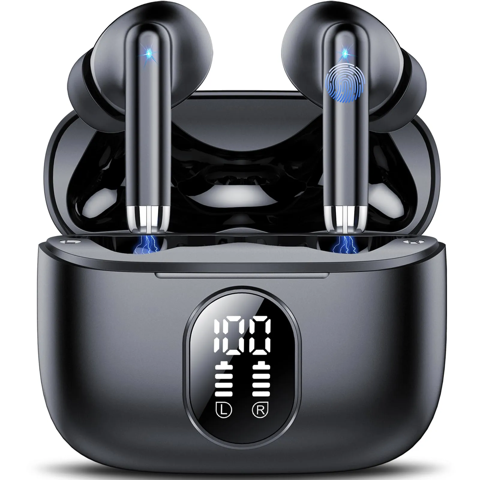 QXQ 2025 Nuovo Cuffie Bluetooth, Auricolari Bluetooth 5.4 Hi-Fi Stereo con 4 ENC Mics, 40 Ore Mini Cuffie Wireless Cancellazione Rumore Cuffiette Bluetooth, Cuffie Senza Filo per Android/iOS, Nero