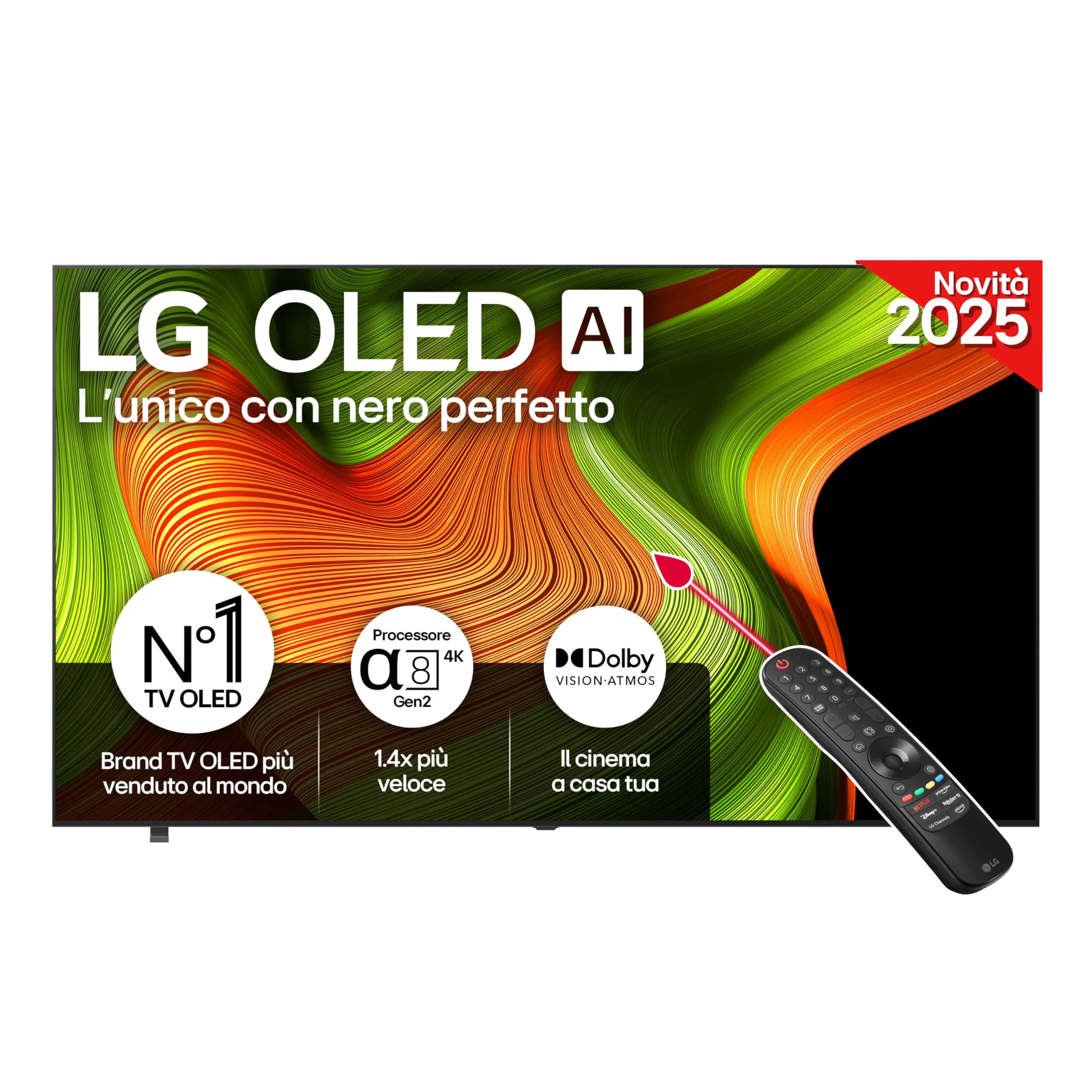 LG OLED AI B5 TV 83 pollici, Smart TV 4K, Processore α8 Gen2, webOS con AI, Dolby Vision e Atmos, Gaming con VRR, GSYNC e FreeSync 4K@120Hz, 4 HDMI 2.1, Alexa, OLED83B56LA 2025