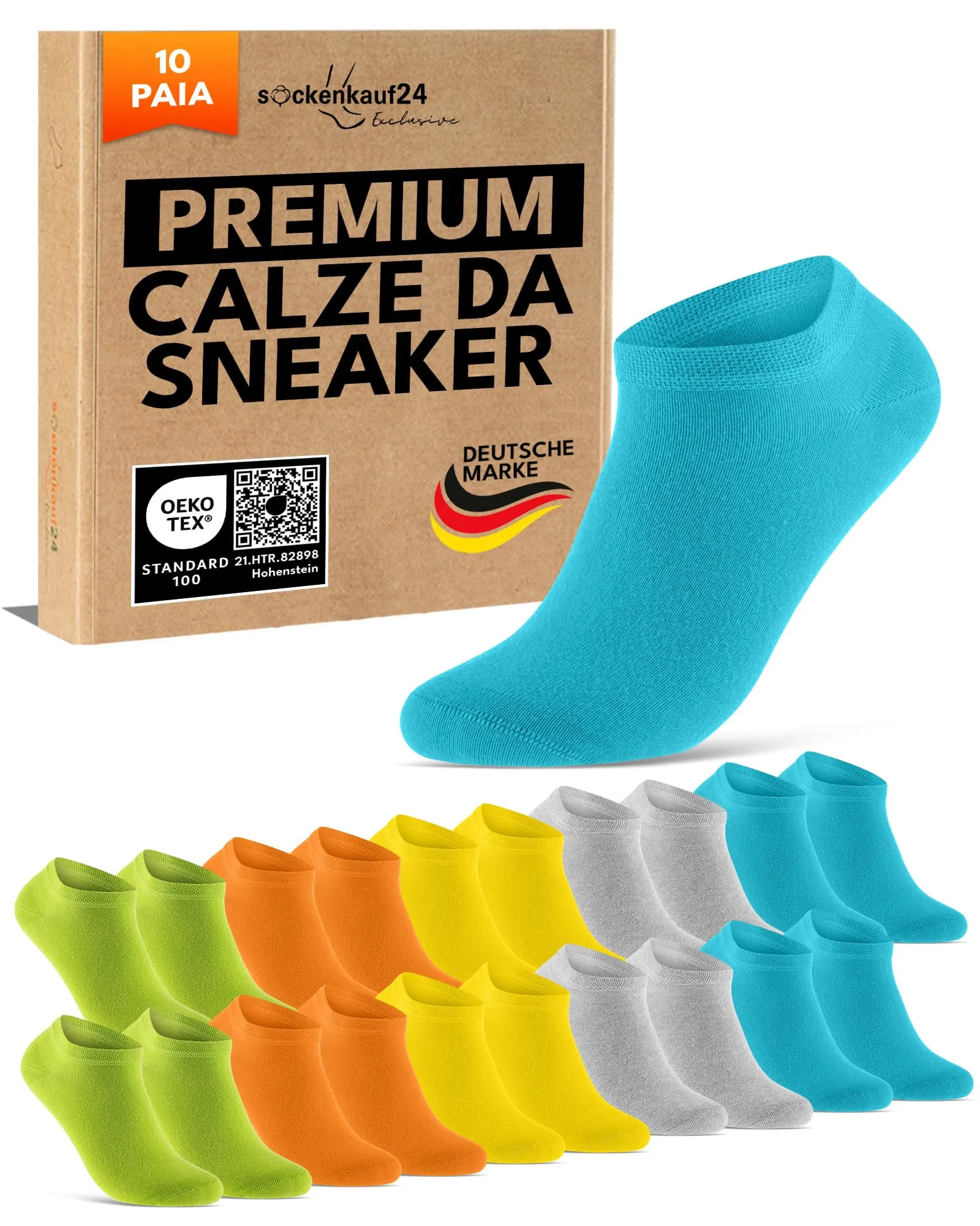sockenkauf24 10 Paia Calzini Corti Uomo Donna Calze Corte Cotone Traspiranti