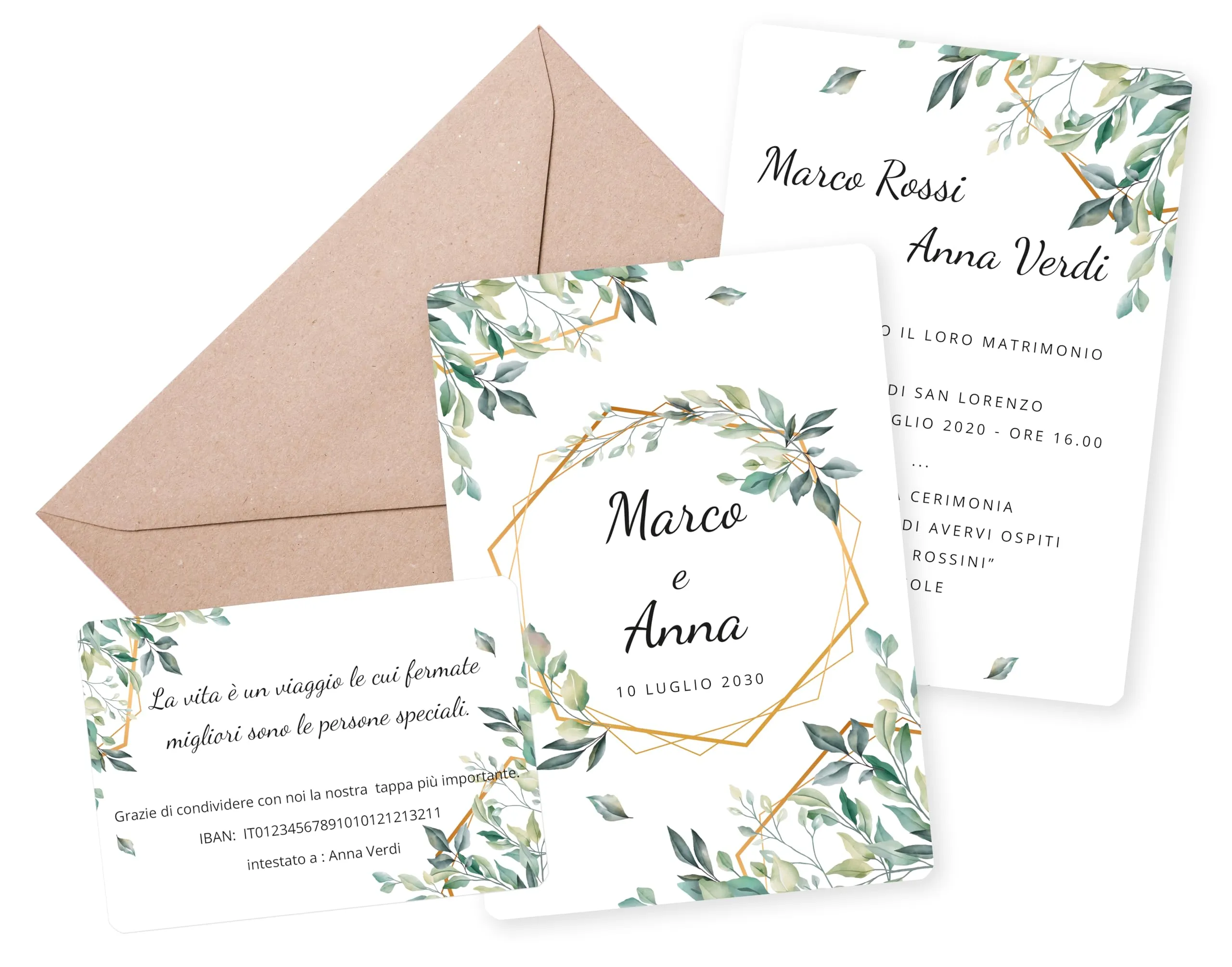 001 - Partecipazioni di Matrimonio Personalizzate - Inviti di Nozze (S - 30 Pezzi)