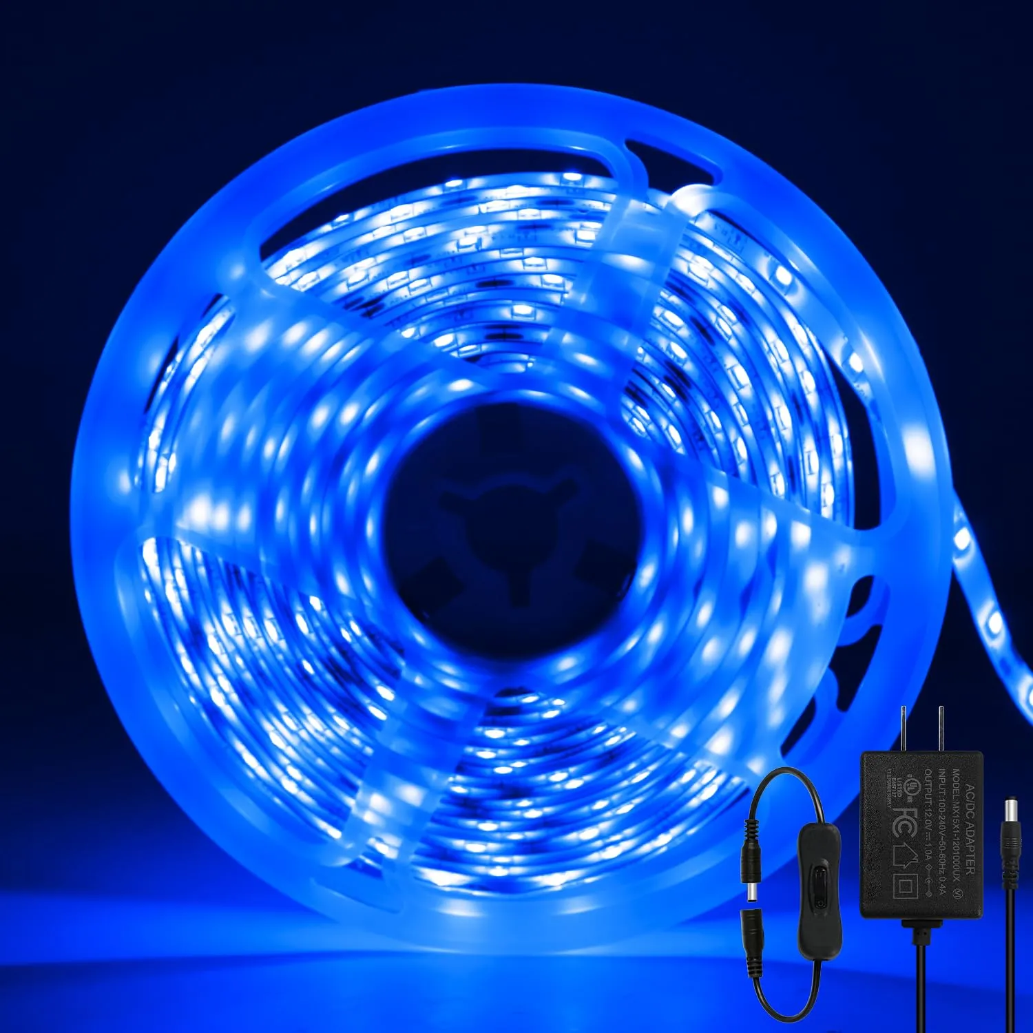ShineBurky Striscia LED 5 Metri 12V Blu, Luci LED Striscia Luminoso IP65 Impermeabile 300LEDs Strisce LED Flessibili per Interno Esterno Cucina Hotel Natale Decorazione (con Alimentatore)