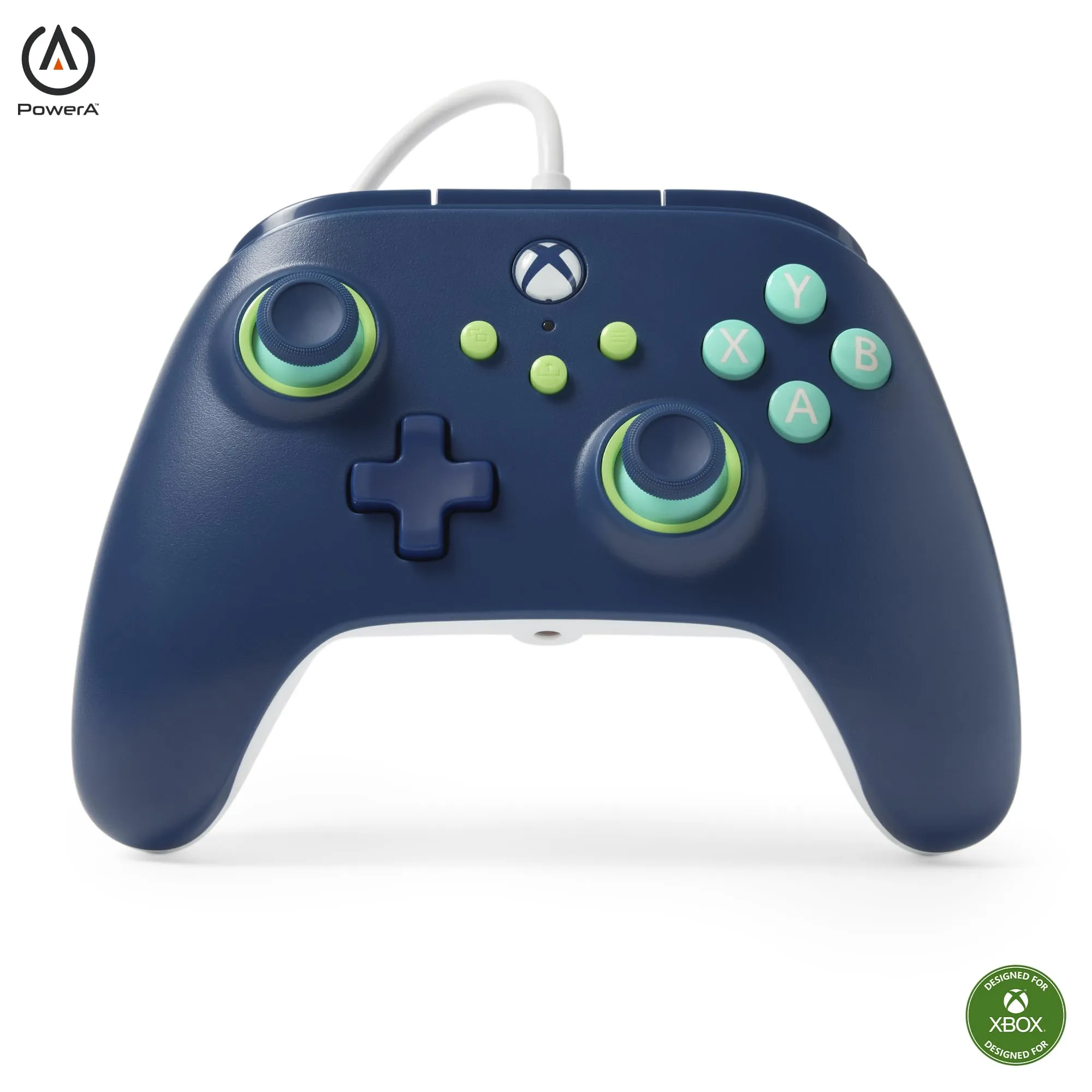 PowerA Controller cablato Xbox Series X|S - Blu Marinaio, gamepad, controller per videogiochi cablato, controller di gioco, funziona con Xbox One