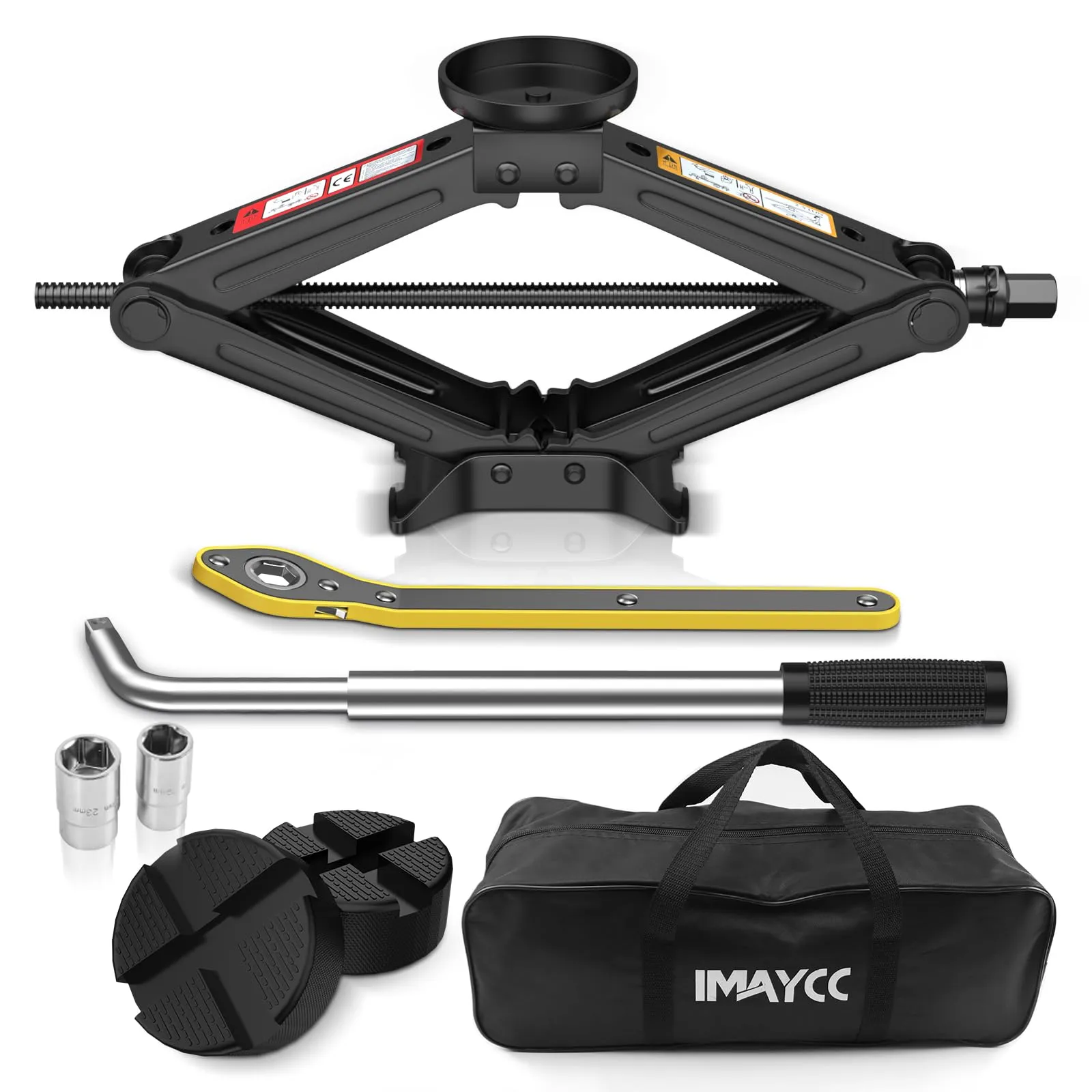 IMAYCC Cric Per Auto 2.5T/2500kg, Cric Auto Con Universale Tampone In Gomma, Portatile Per Auto Con Chiave Per Dadi Ruota,Kit Emergenza Auto Per Auto,Ideale Per La Manutenzione e La Riparazione