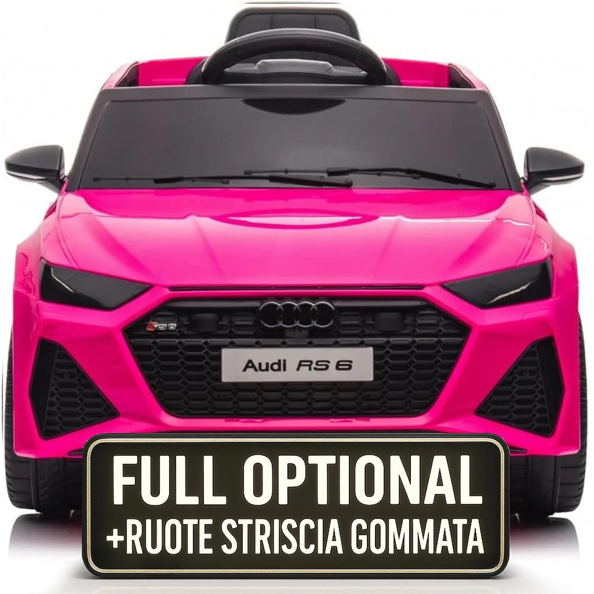 Macchina Elettrica Per Bambini Audi RS 6 Full Optional Auto Elettrica Per Bambini Telecomandata Sedile In Pelle Porte Apribili Doppio Motore Elettrico 12V Carico 25 Kg TOYSCAR Fucsia