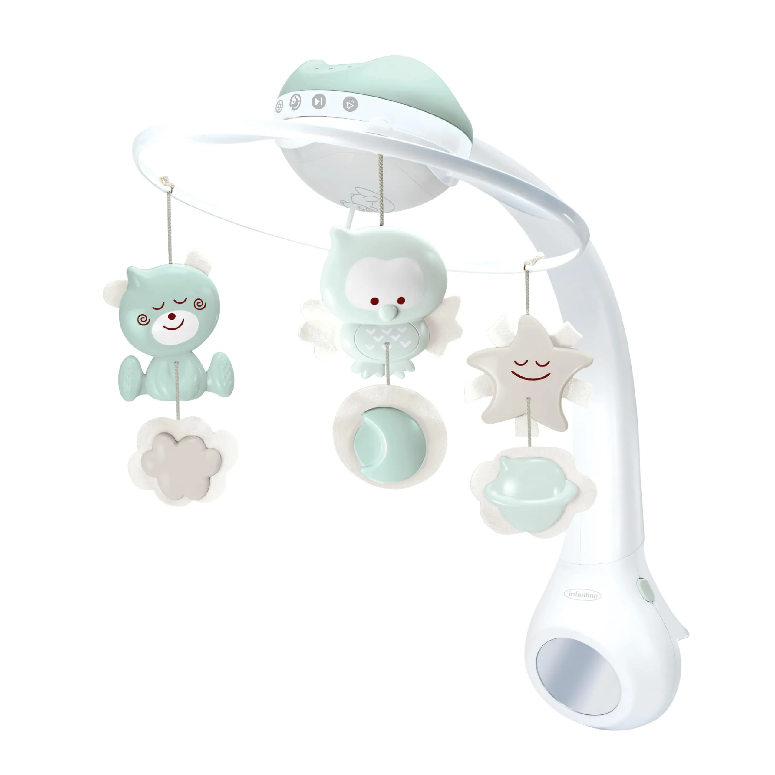 Infantino Giostrina Musicale Proiettore 3-in-1 Convertibile, Luce Notturna e Proiettore Neonato, Modalità Sveglia per Simulare la Luce del Giorno, 6 Melodie & 4 Suoni della Natura, Saggio