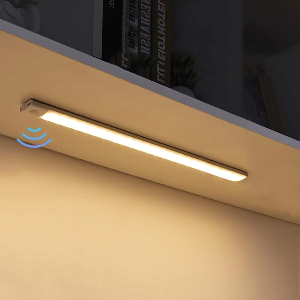FREMON LED Sottopensile Cucina, 2Pezzi Luce Armadio con Sensore di Movimento, 3 Temperature di Colori, Luci LED per Cucina Sottopensile, Dimmerabile Luce Barra LED Ricaricabile per Scale, Guardaroba