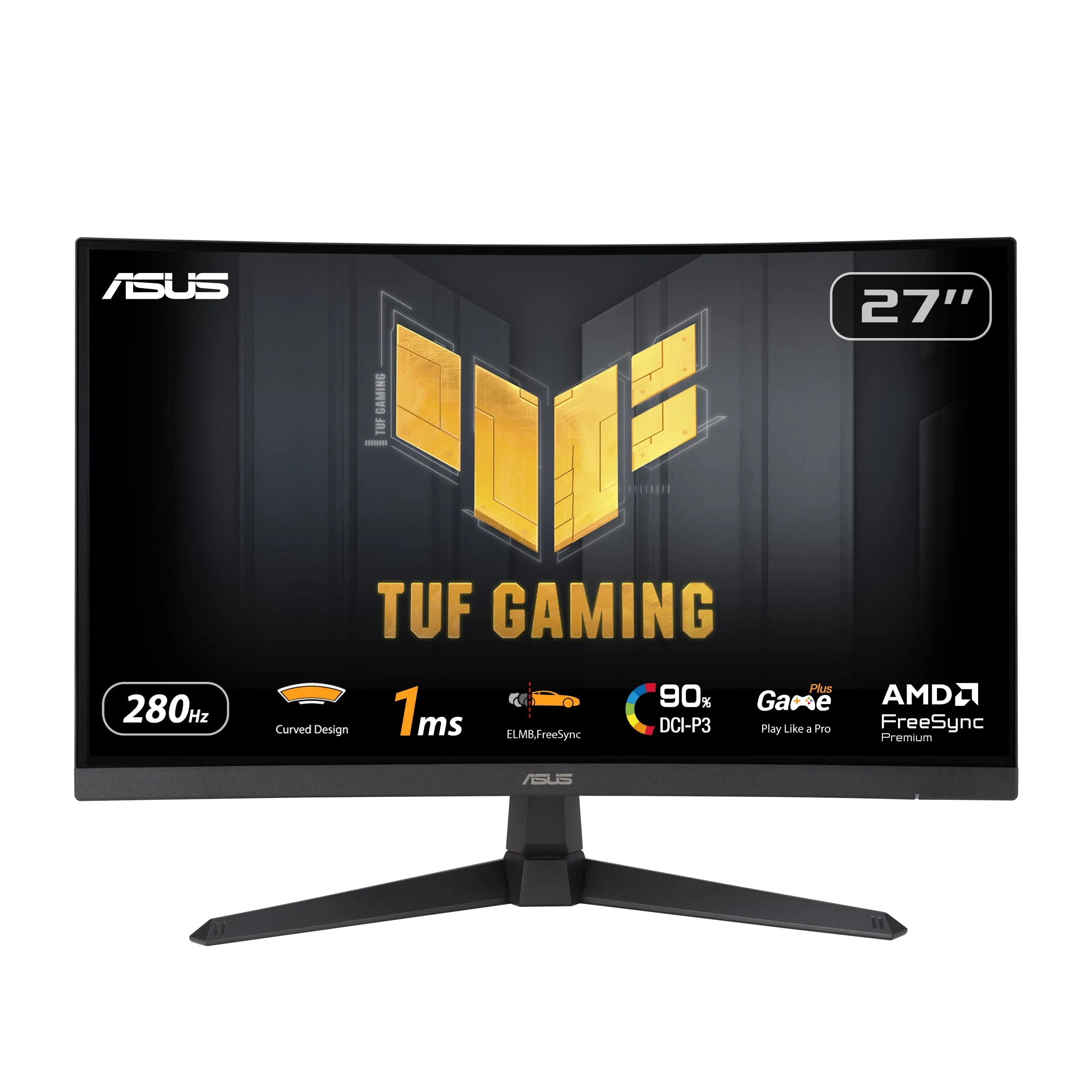 ASUS TUF Gaming VG27VQM1B Monitor Gaming Curvo da 27” pollici Full HD (1920x1080), 280 Hz ELMB, Tempo di Risposta 1 ms, FreeSync Premium, 90% DCI-P3, DisplayWidget Center, Nero