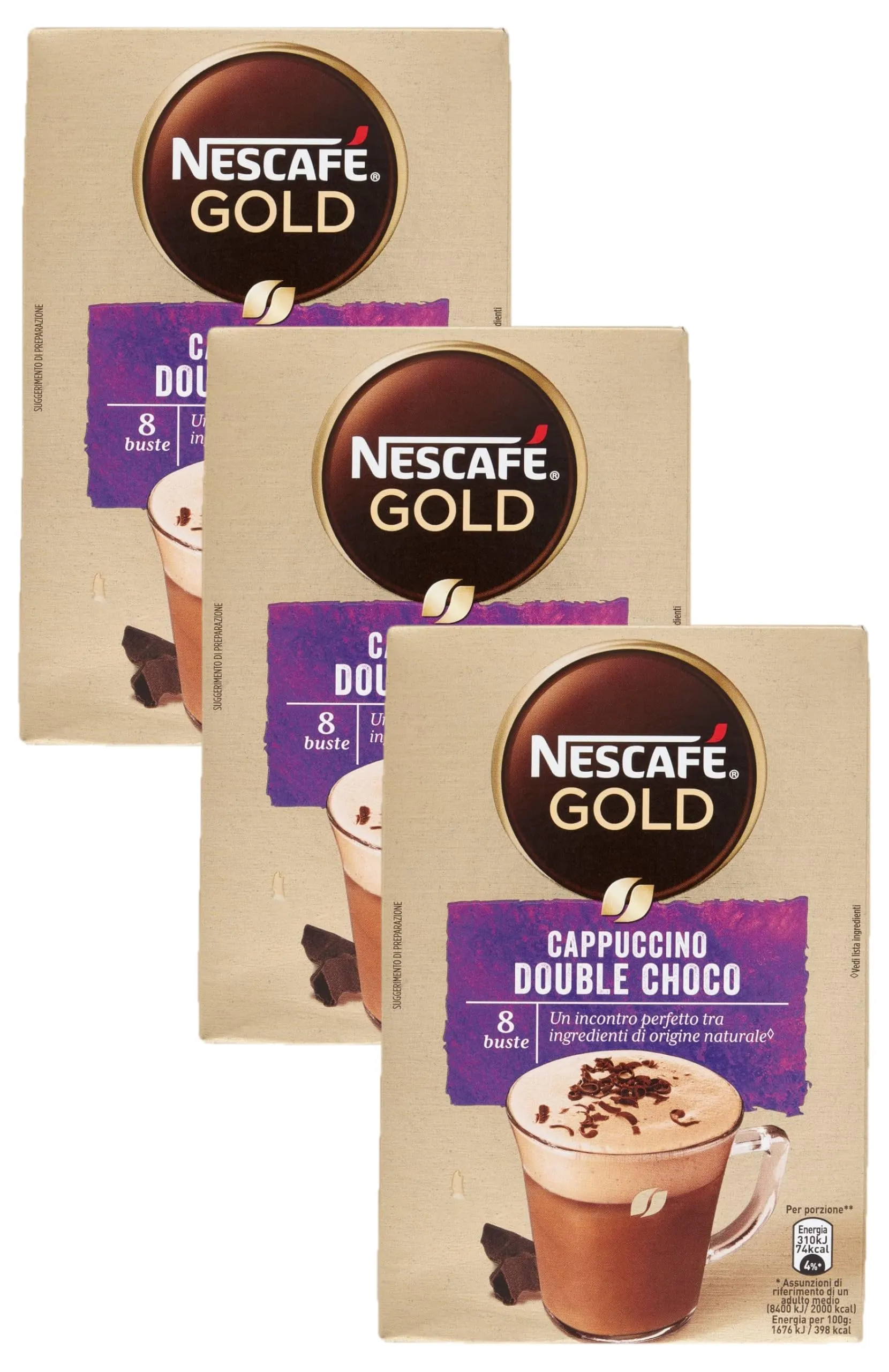 NESCAFÉ Cappuccino Double Choco Solubile con Cacao, 8 Bustine 148g