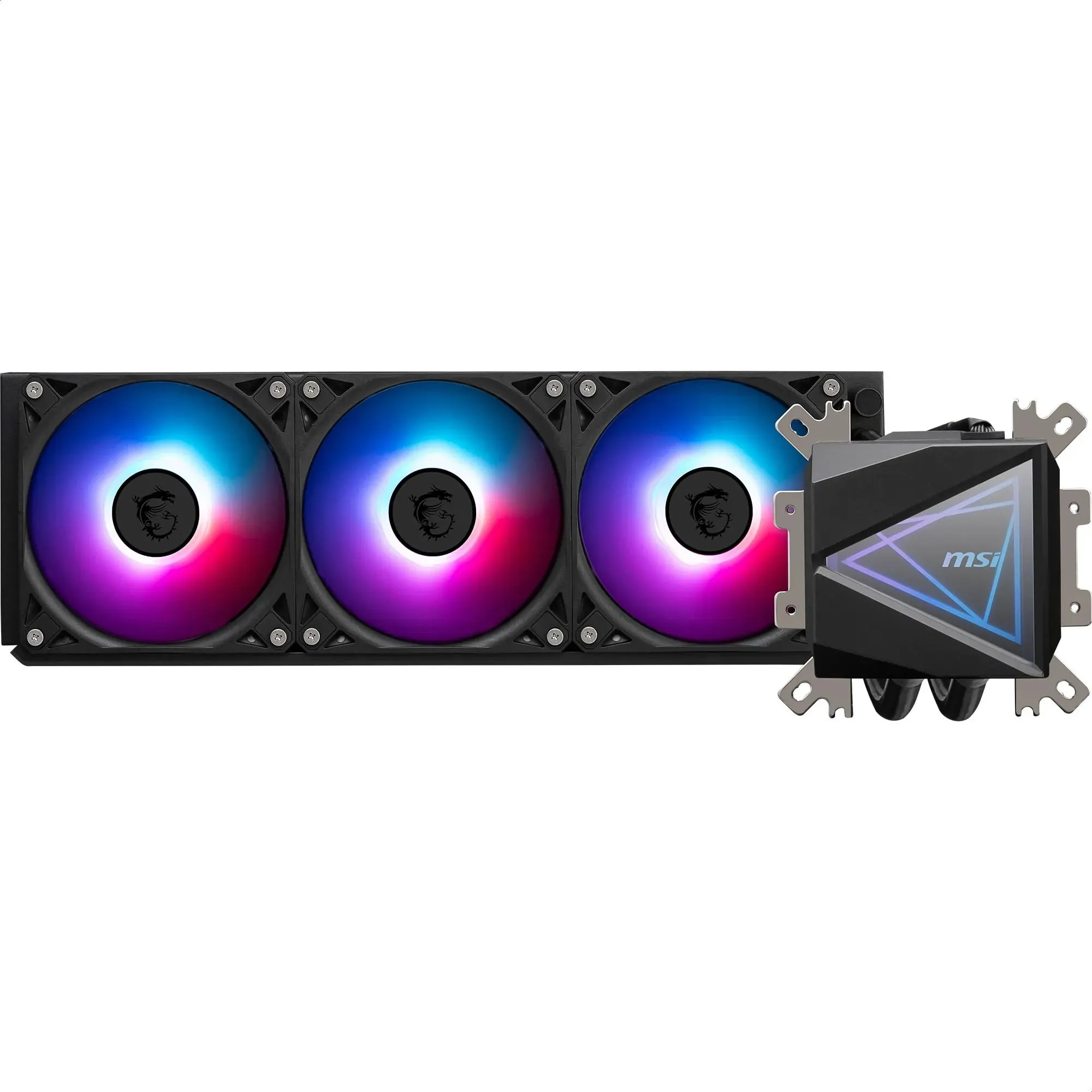 MSI MAG CORELIQUID I360 AIO CPU Liquid Cooler – Piastra fredda in rame allargata, ventole ARGB Blockhead e LDB, blocco acqua a doppia camera, radiatore a flusso diviso, luce mistica supportata –