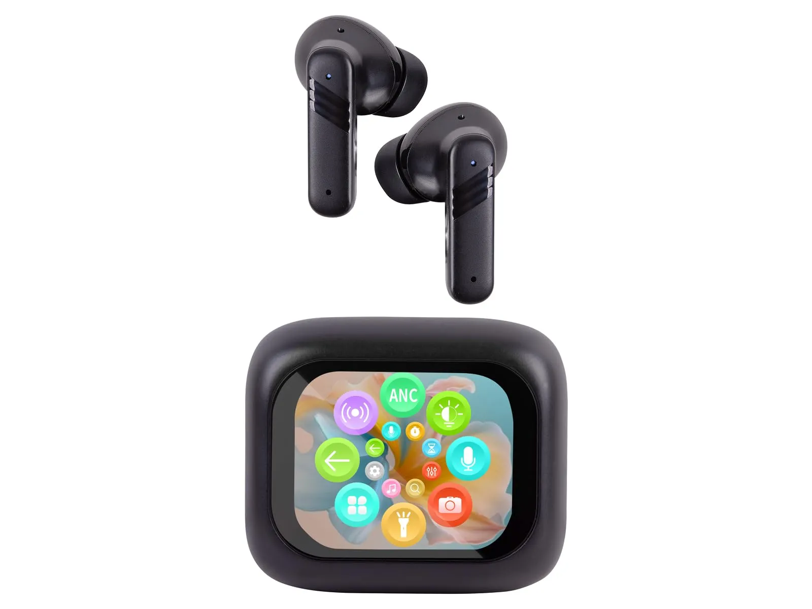 Trevi EAR 100 AID Cuffie Wireless con Traduzione Simultanea AI, ANC/ENC, Display Touch, Audio Hi-Fi, Custodia Ricarica USB-C, Controlli Smart, Nero