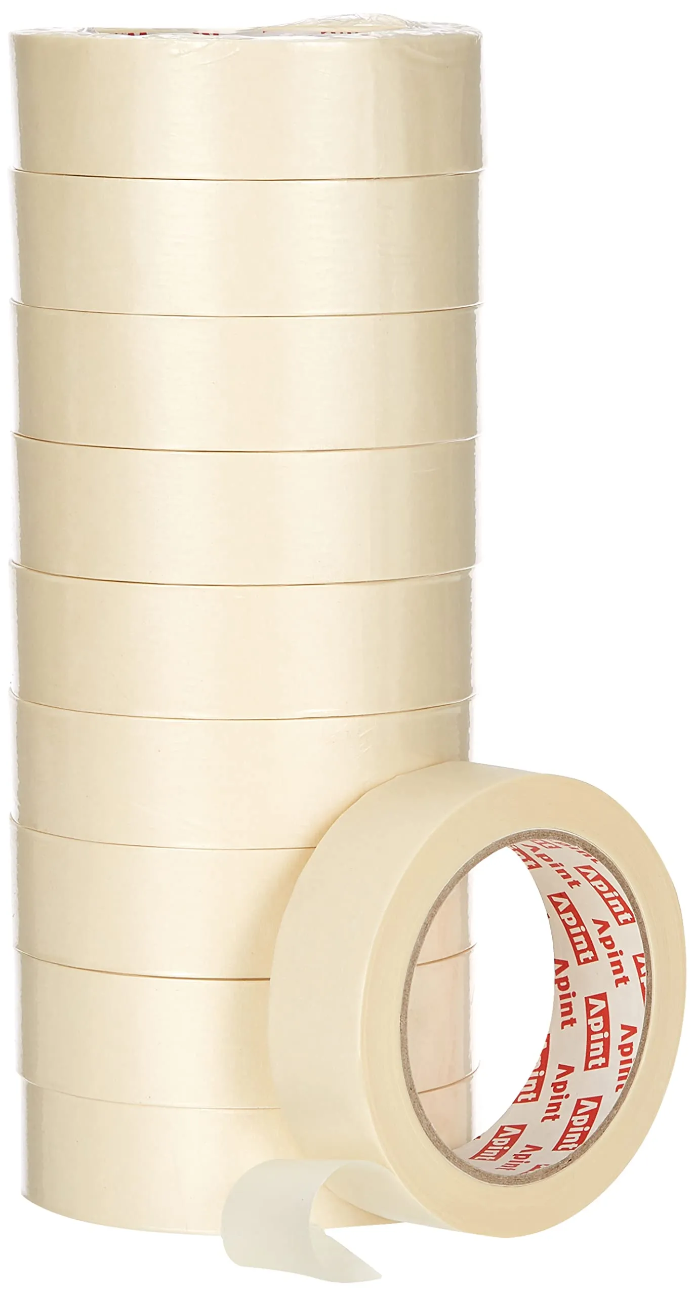 JDEL - Nastro di Carta per mascheratura, 50 m x 30 mm, 10 Rotoli, Color Crema, 30 x 50 mm