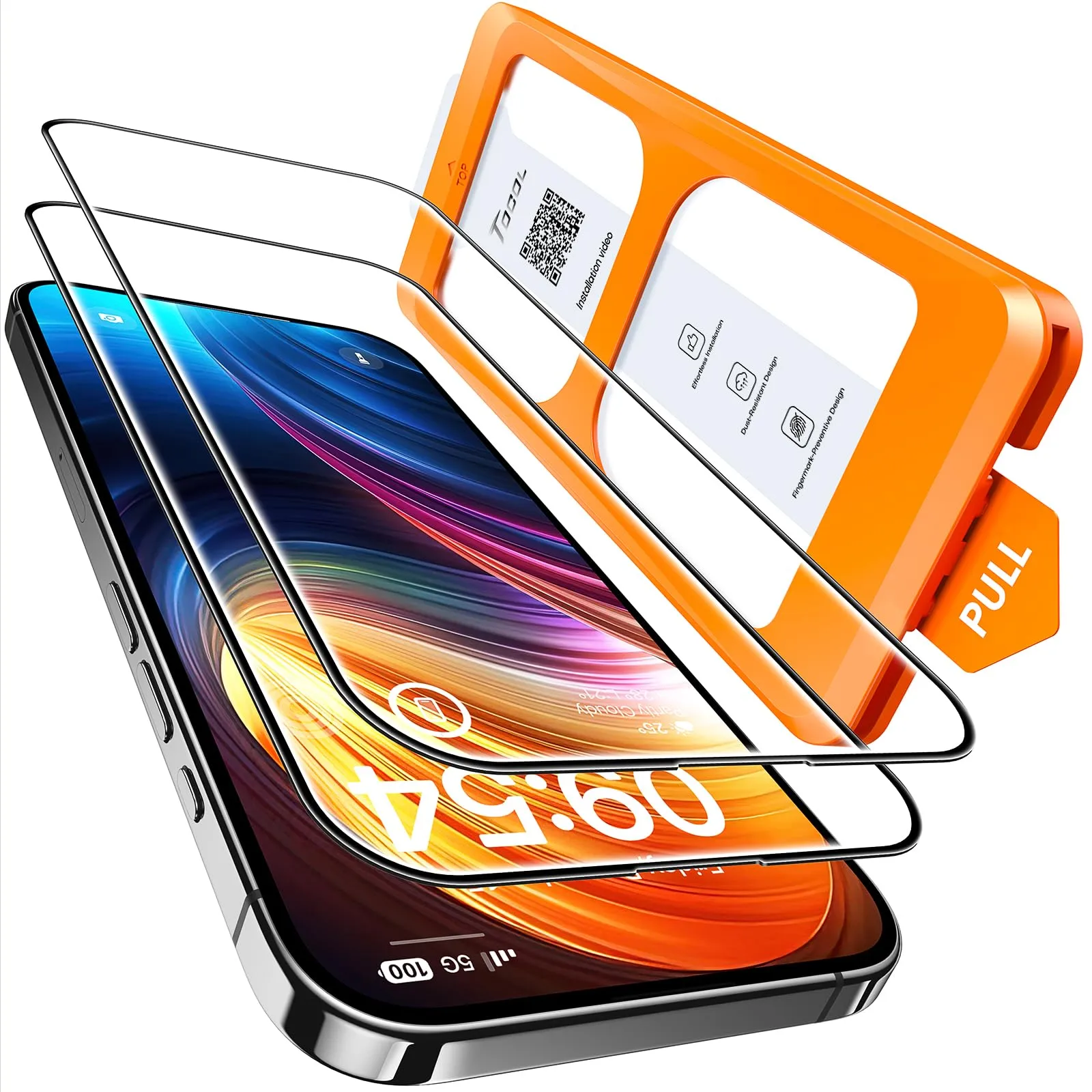 TOCOL 2 Pezzi Pellicola Protettiva per iPhone 16 6,1 Pollici, Rimozione Automatica Della Polvere, Installazione Rapida, Copertura Completa, Senza Bolle, Durezza 9H Vetro