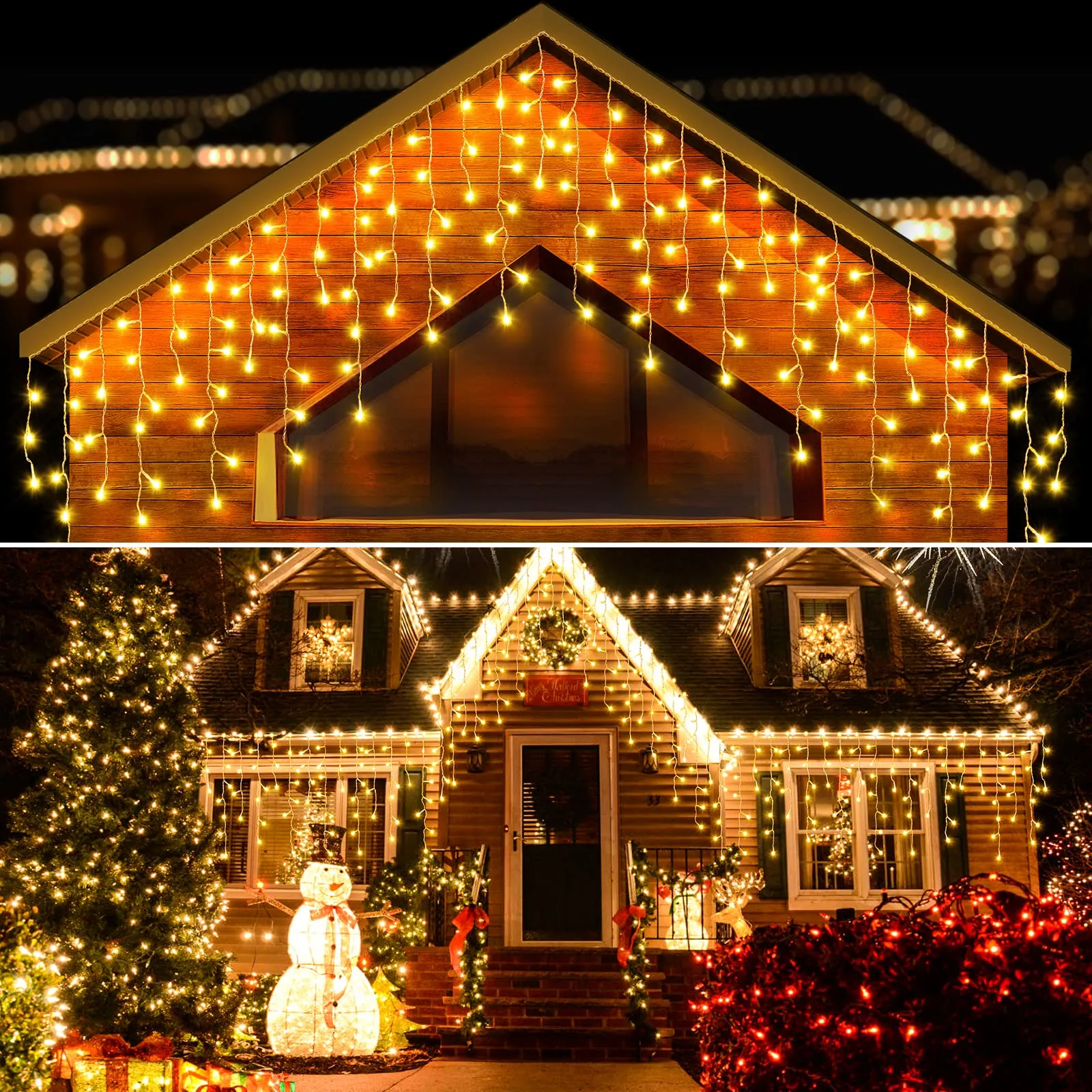 Luci Natale Esterno Cascata, Elktry 400LED 10M Tenda Luminosa con 8 Modalità Impermeabili, Catena Luminosa Esterno per Natale Feste Casa Finestra Patio Giardino