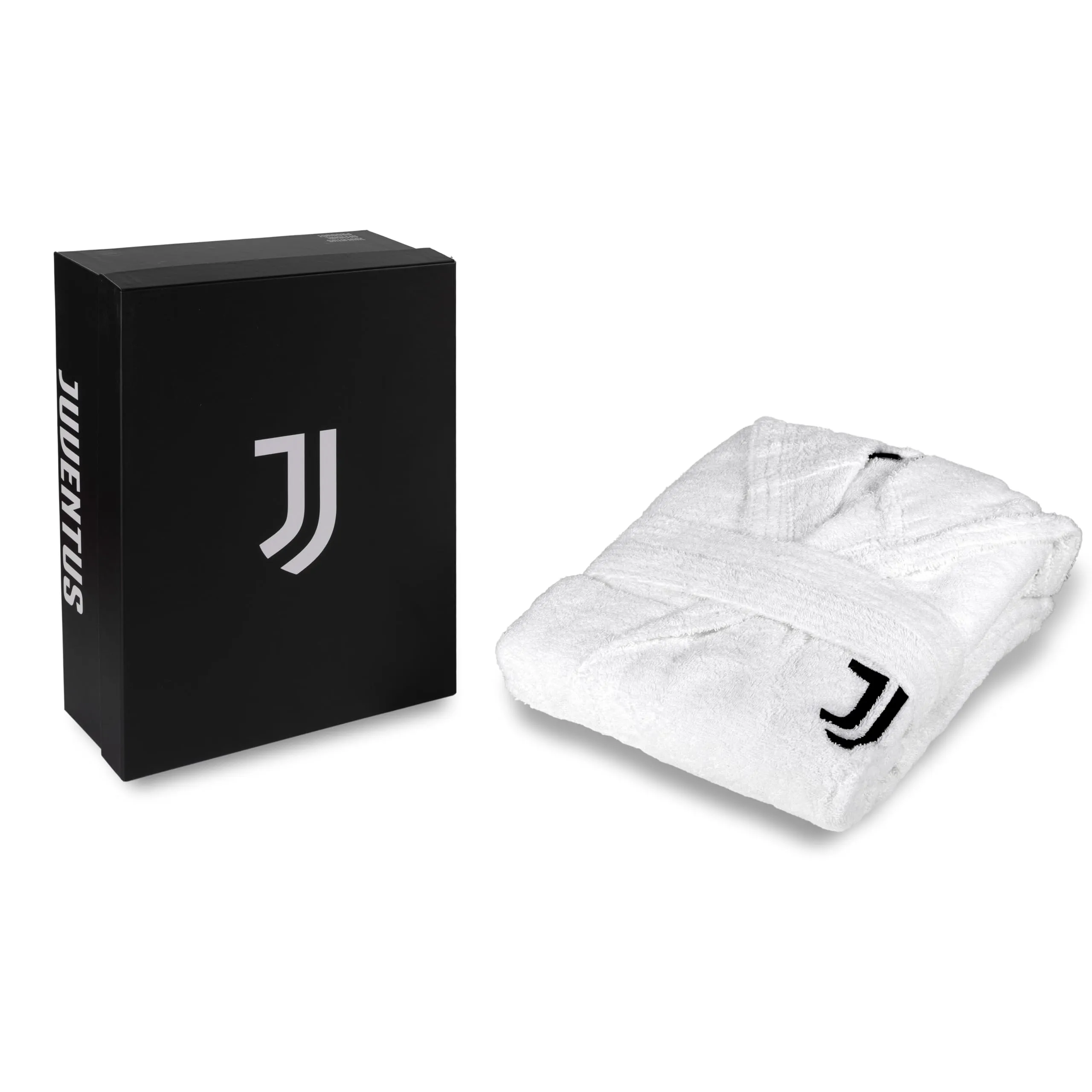hermet Juventus, Accappatoio con Cappuccio, Accappatoio Unisex, in Spugna 380 gsm, 100% Cotone, Logo della Juventus Lato Cuore, Taglia L