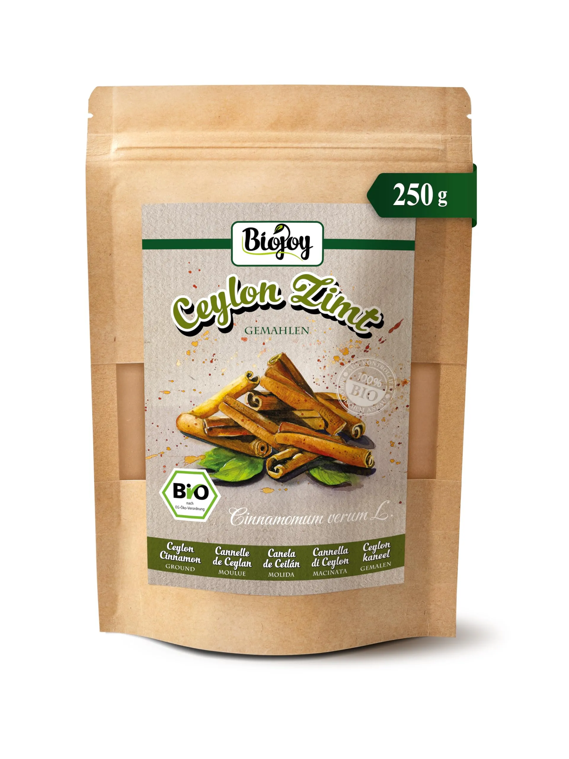 Biojoy Cannella di Ceylon in Polvere BIO (250 g), cruda y macinata (Cinnamomum verum L.)