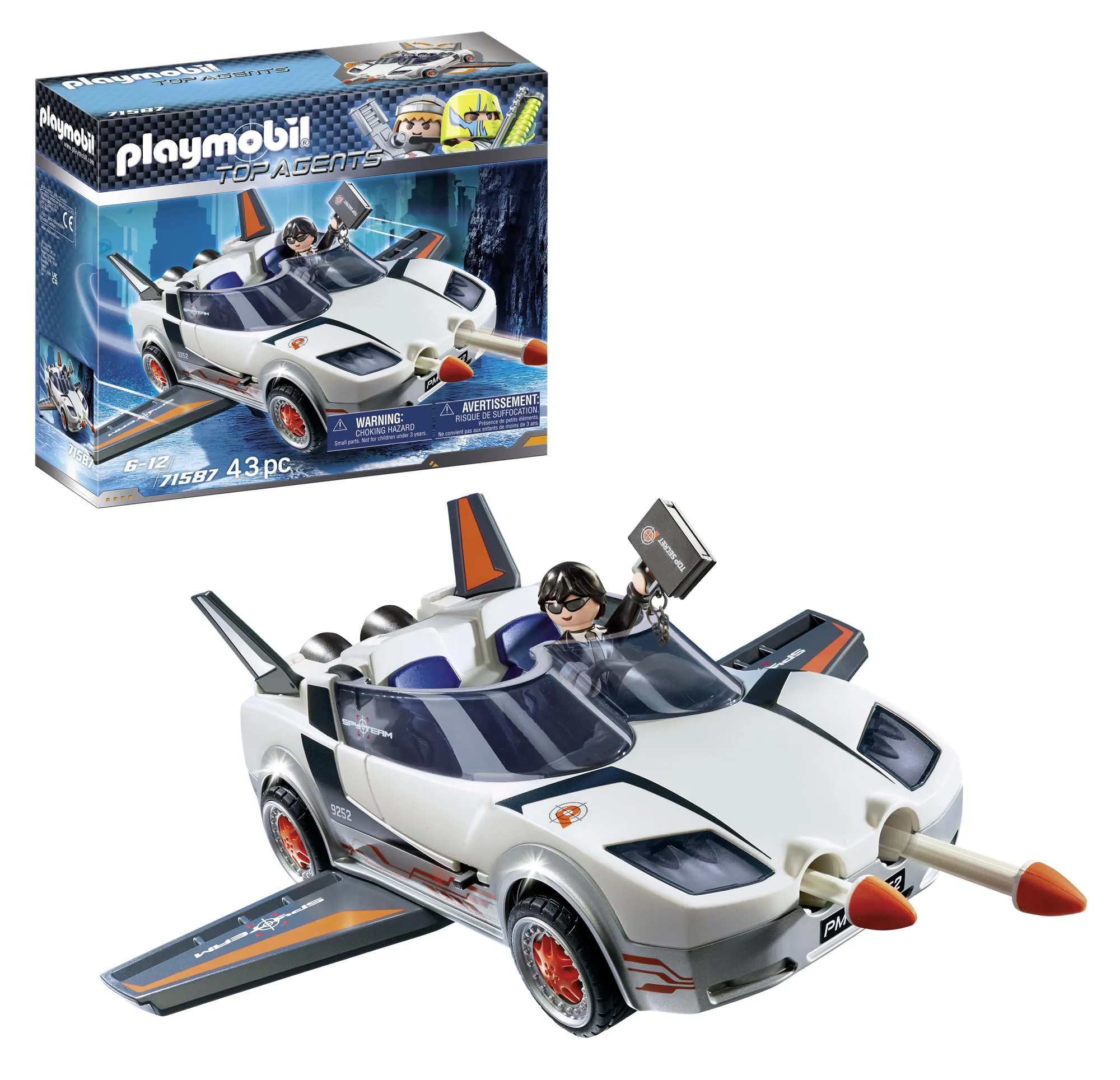 PLAYMOBIL Top Agents, Agente Segreto e Racer 71587, dai 4 anni in su