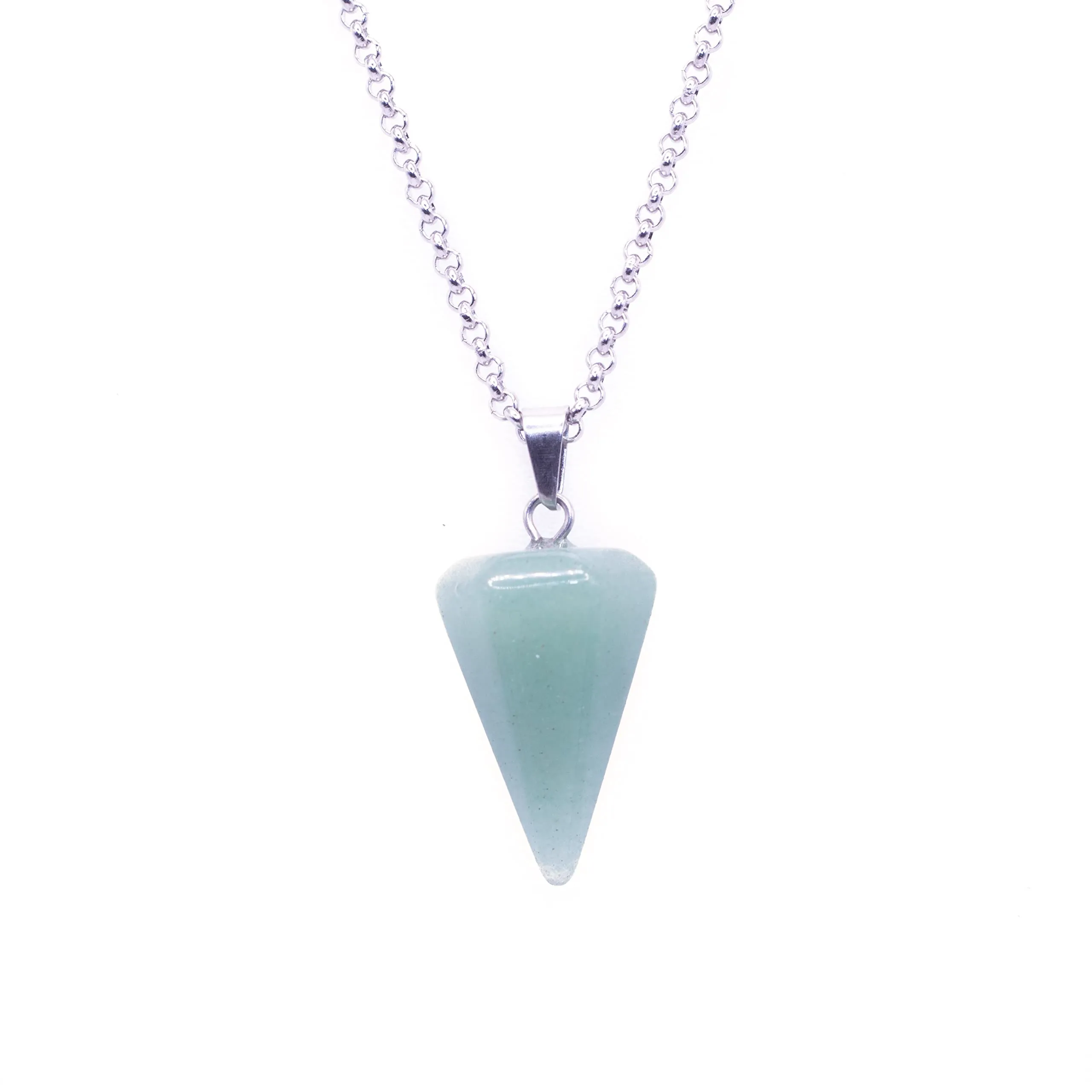 NILUXE DESIGN - Pendente Pendolo Pietra Naturale Catena In Acciaio Inossidabile – Collana Pendolo Pietra Energetica Pietra Semipreziosa Pietra Curativa – Pendente Punta Pietra(Avventurina verde)
